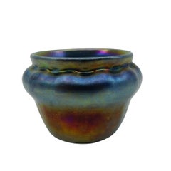 Louis Comfort Tiffany Rare Blue Favrile Art Glass Cabinet Dish, LCT, circa 1905