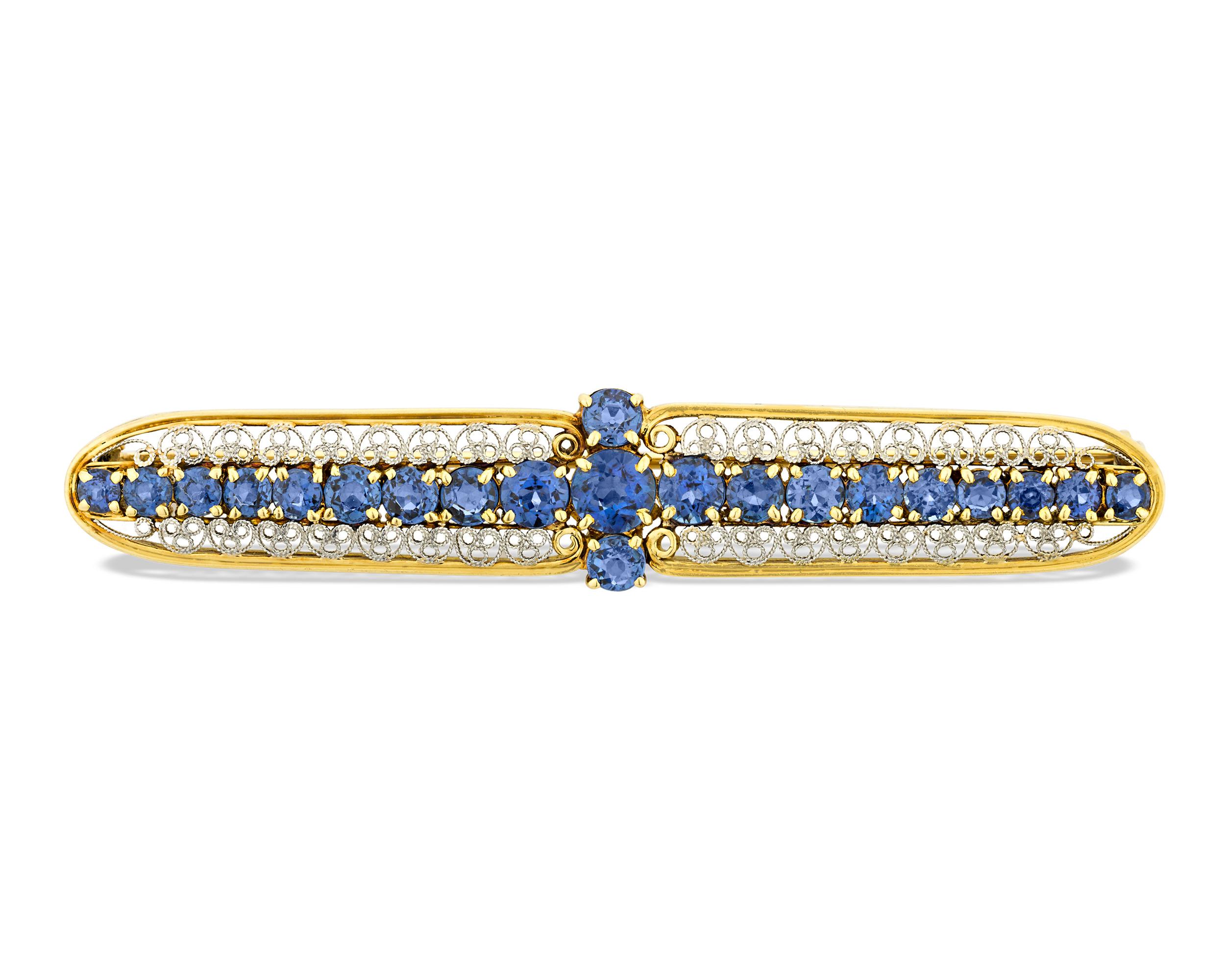 Louis Comfort Tiffany & Co. Sapphire Brooch In Excellent Condition In New Orleans, LA