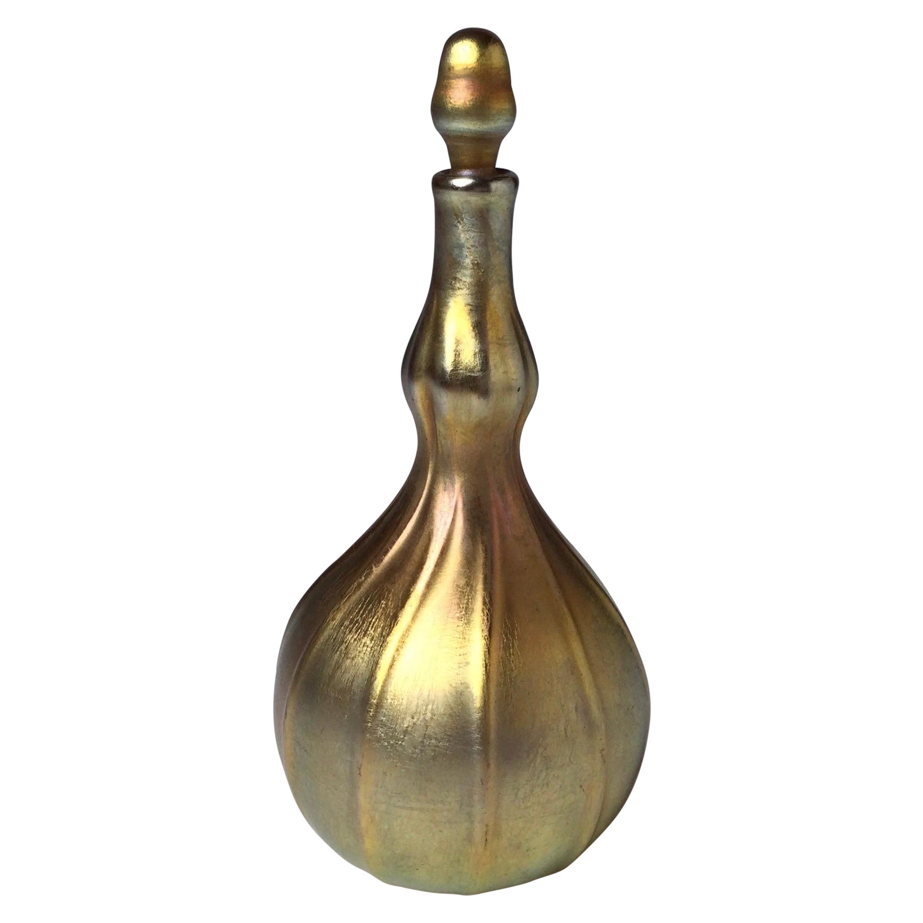 Louis Comfort Tiffany Signed Favrile Glass Scent Bottle, 1909