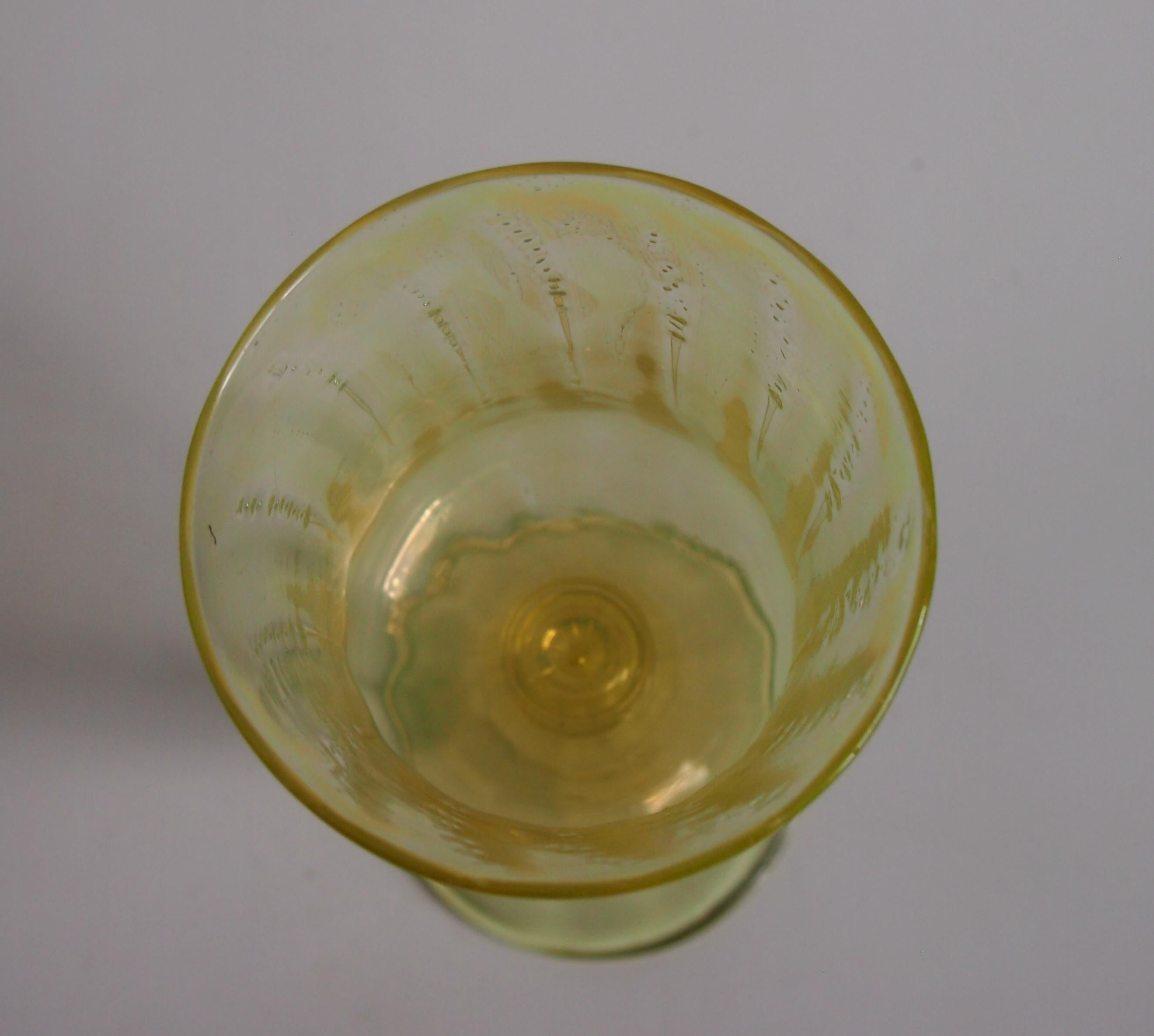 Early 20th Century Louis Comfort Tiffany Straw Opal Art Nouveau Favrile Wine Glass For Sale