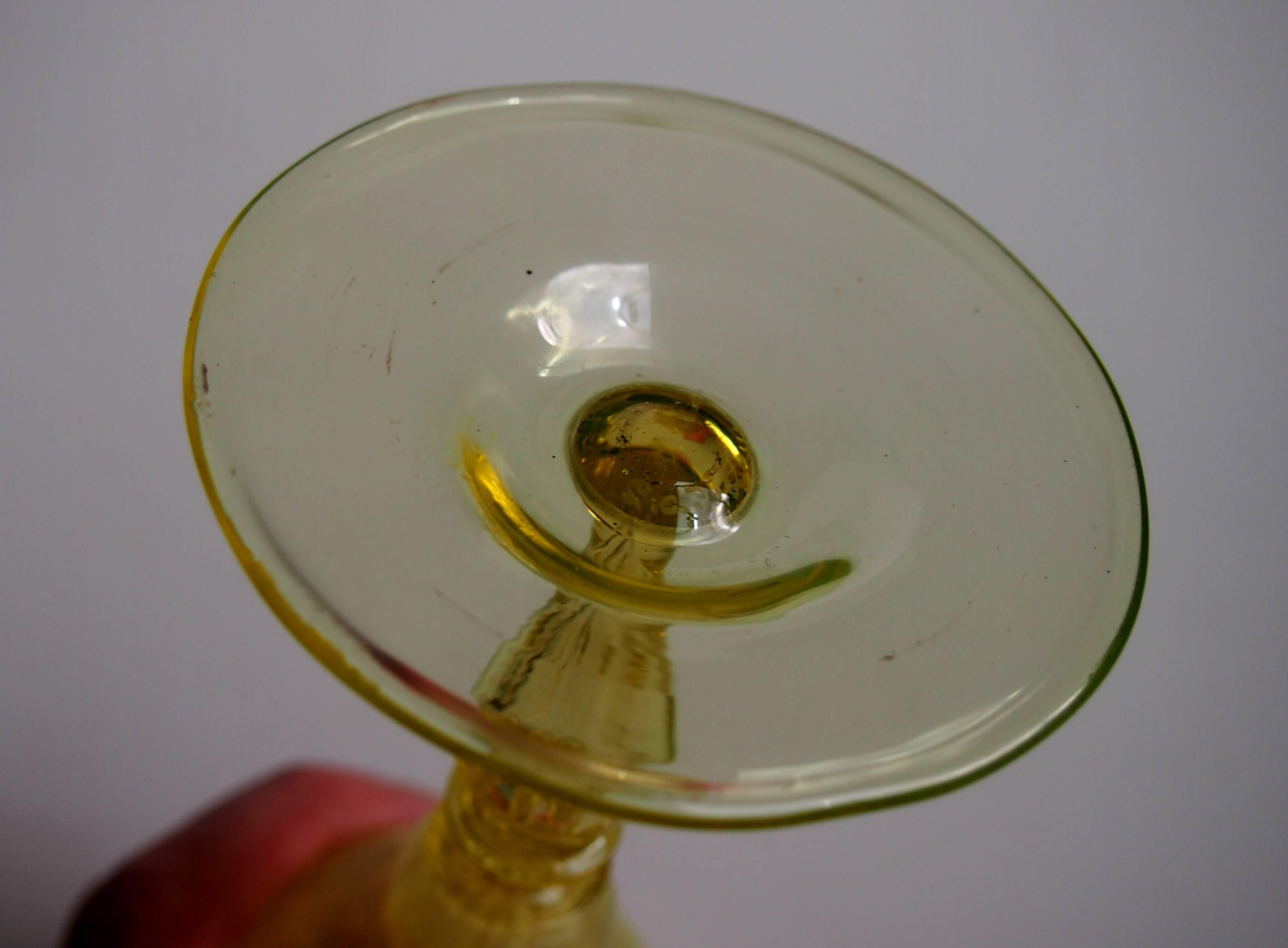 American Louis Comfort Tiffany Straw Opal Art Nouveau Favrile Wine Glass For Sale