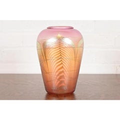 Louis Comfort Tiffany Style Iridescent Art Glass Vase by Stephen Correia