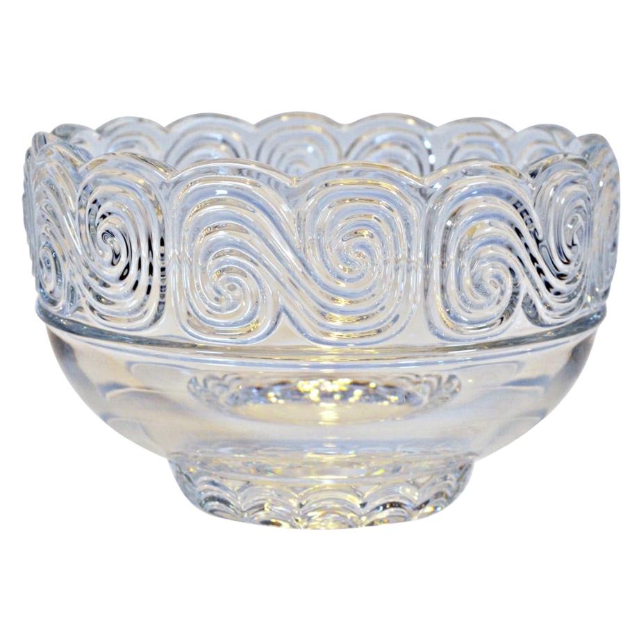 Louis Comfort Tiffany Wave Crystal Bowl  circa 1950 For Sale