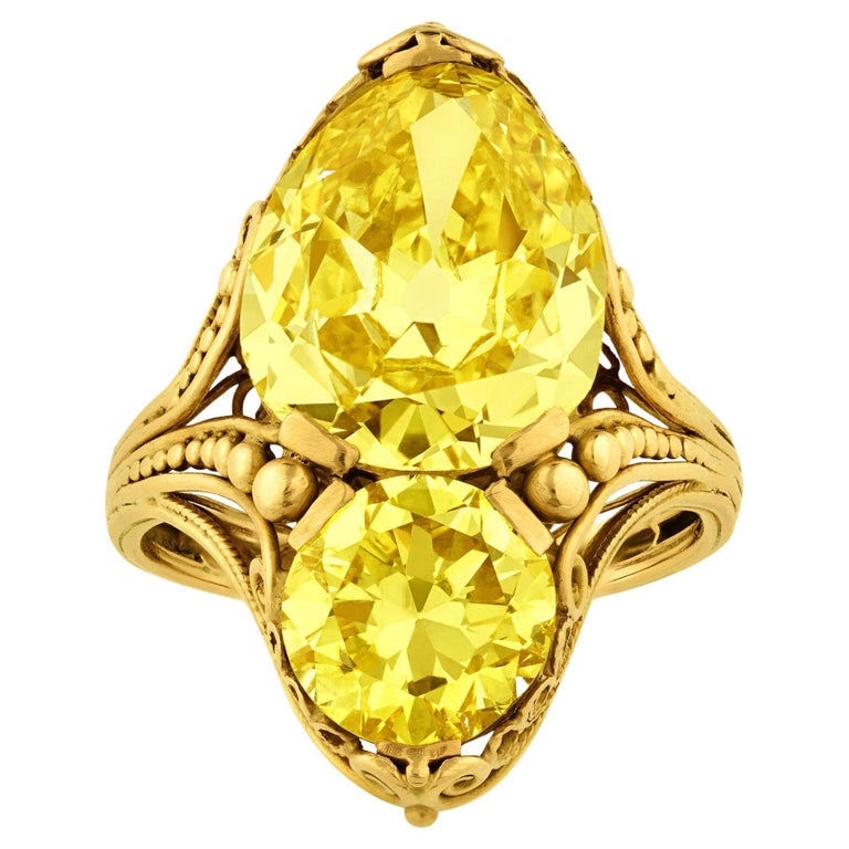 Bague Louis Comfort Tiffany en diamant jaune de 6,73 carats sur 1stDibs