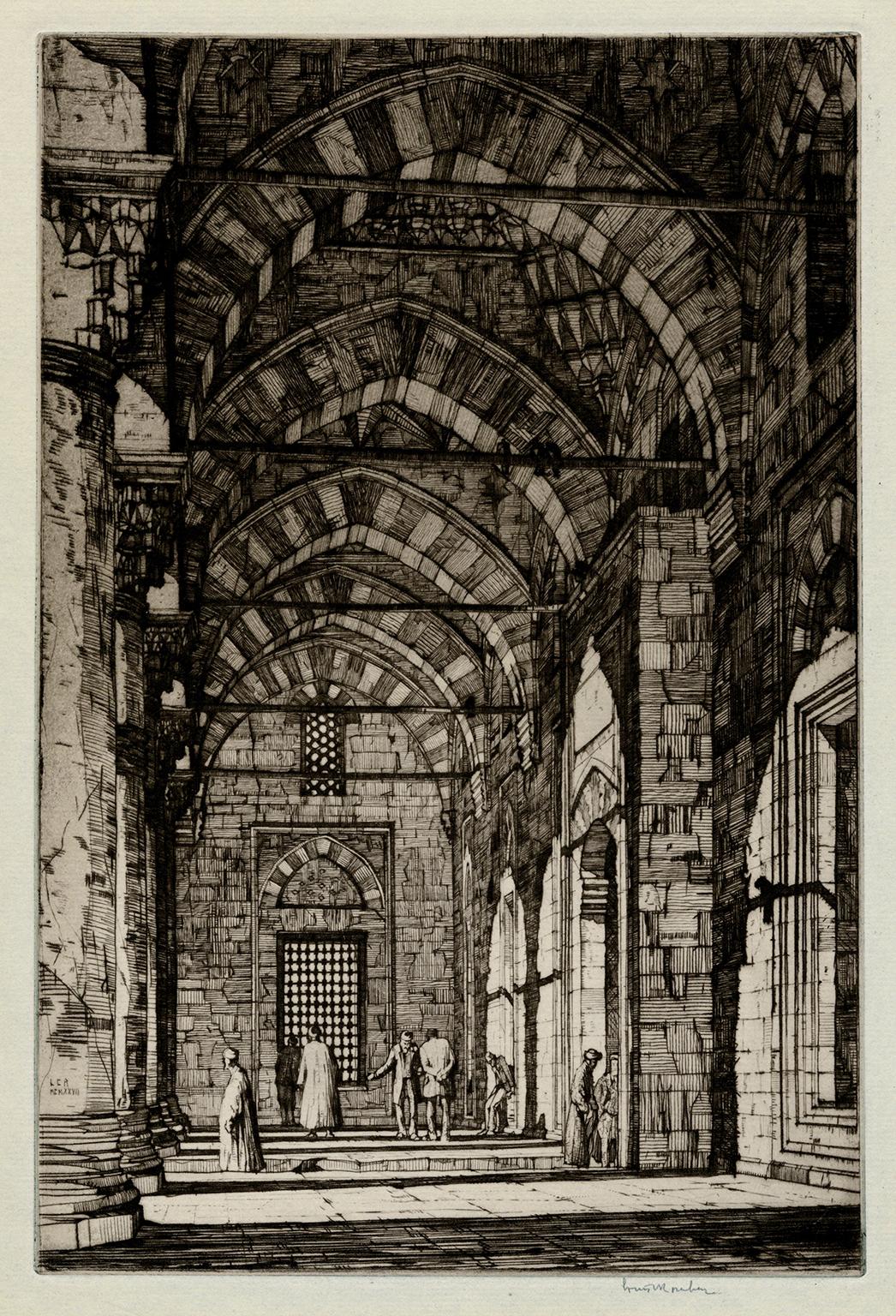 Figurative Print de Louis Conrad Rosenberg - Mezquita del Sultán Bayazid, Constantinopla - Realismo vintage
