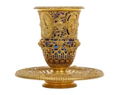 Louis Constant Sévin & F. Barbedienne, a Rare Ormolu and Blue Glass Centerpiece