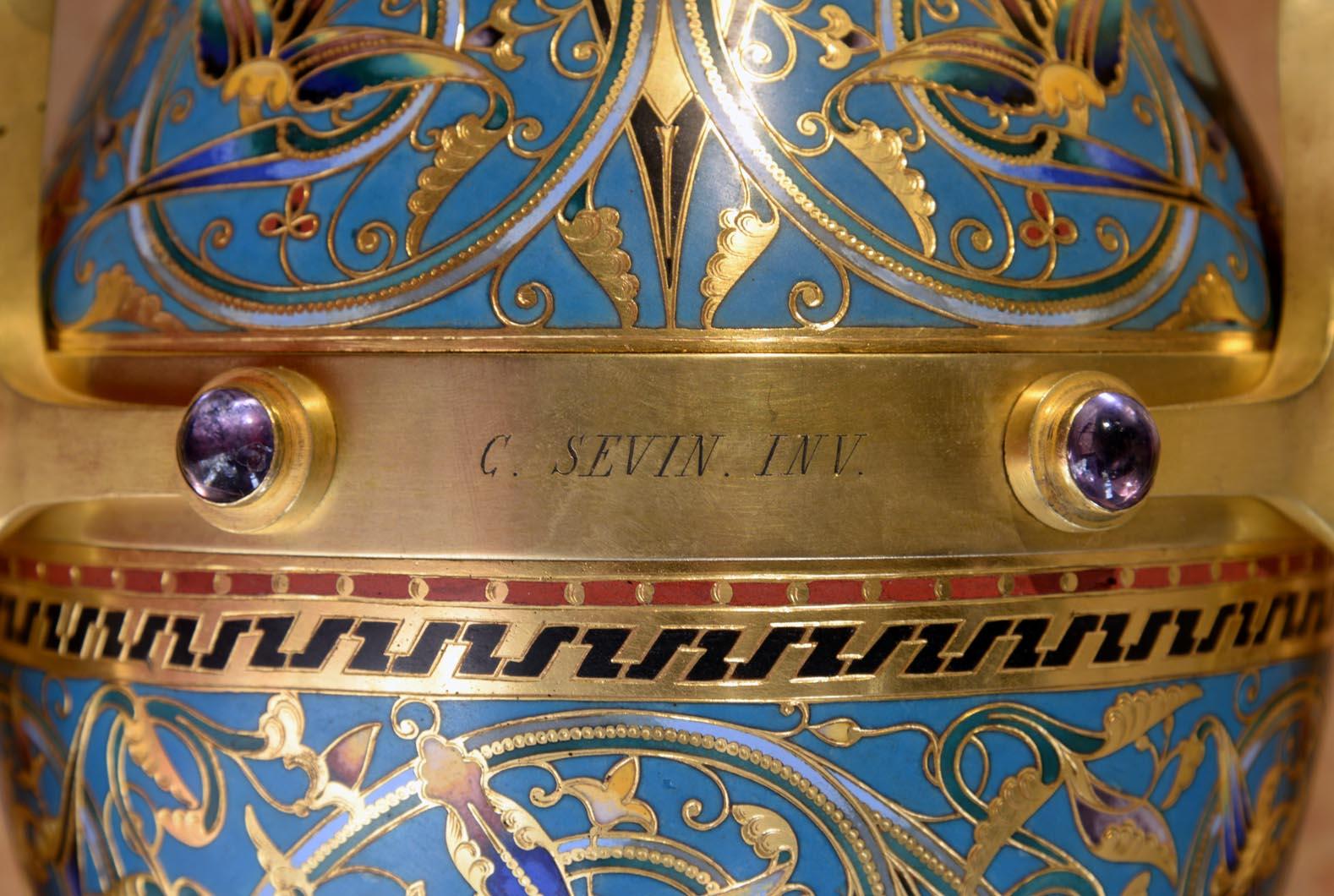 Napoléon III Louis-Constant SÉVIN, Ferdinand Barbedienne, Paire de vases The Ornamental en vente