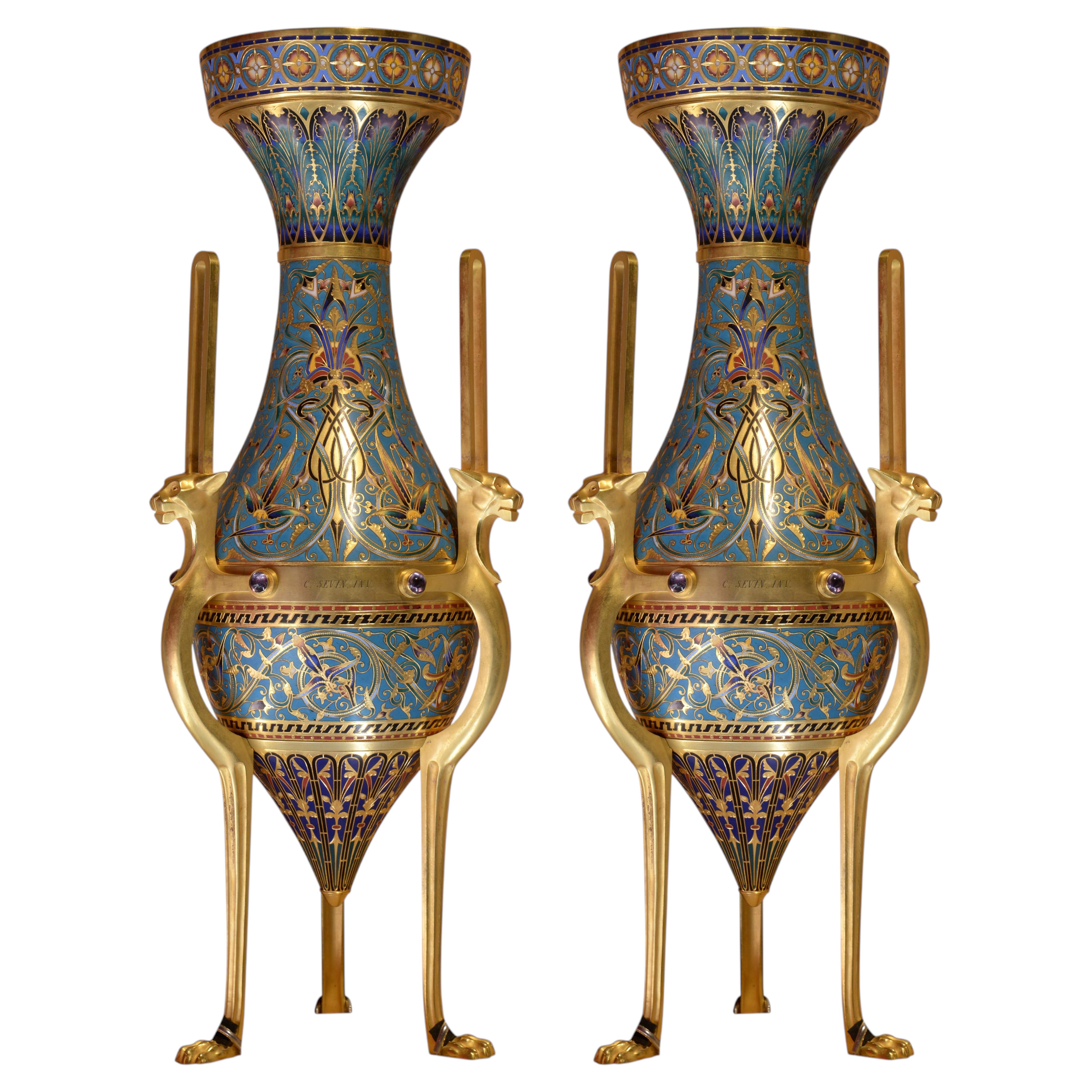 Louis-Constant Sévin, Ferdinand Barbedienne, Coppia di vasi ornamentali