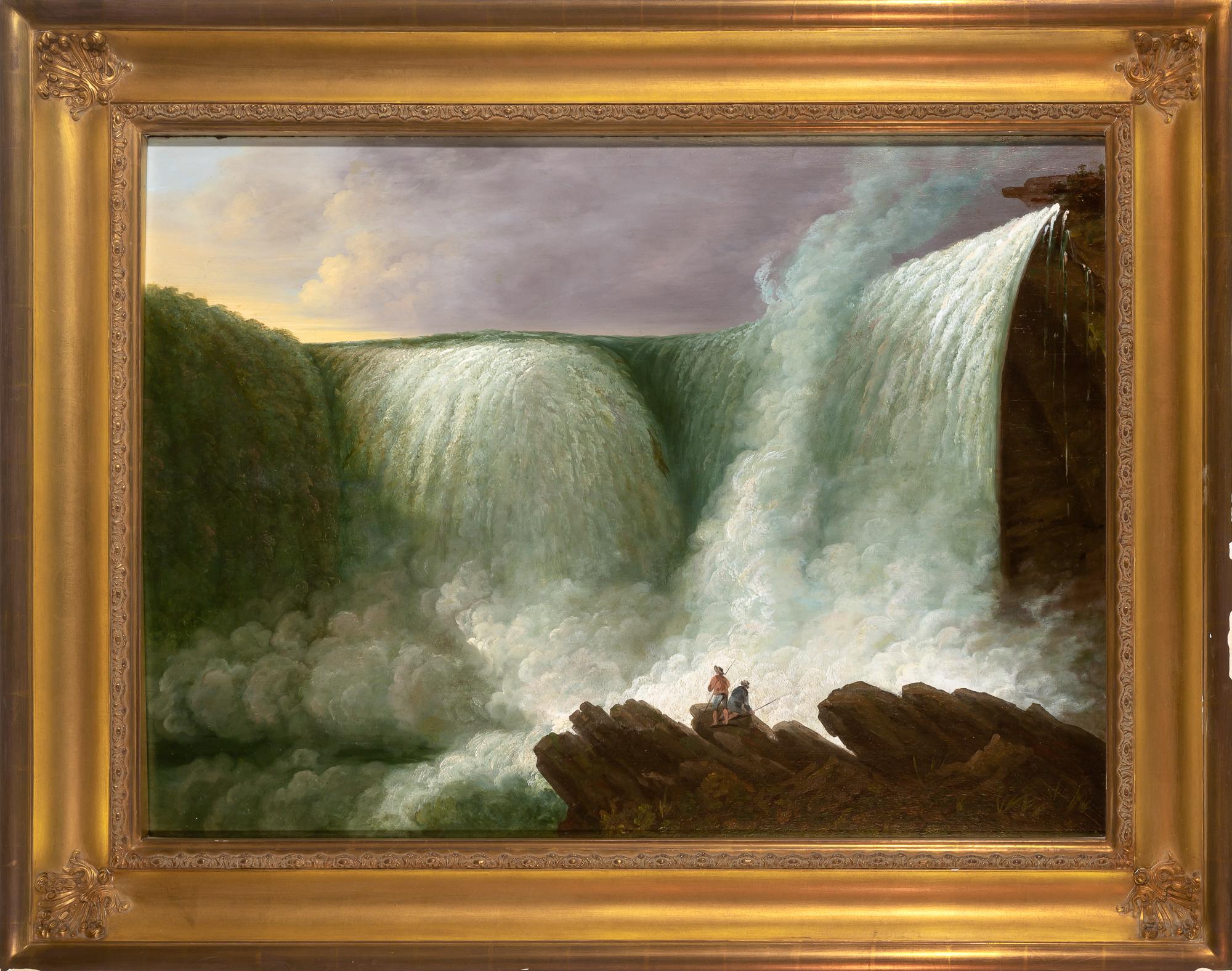Louis D. Minnot Landscape Painting - Rare View of Niagara Falls, attributed to Louisa Minnot and painted circa 1818