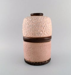 Louis Dage, French Ceramist, Large Art Deco Vase in Glazed Ceramics
