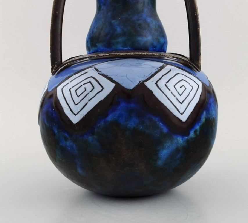 Glazed Louis Dage, French Potter, Large Art Deco Vase, 1920s