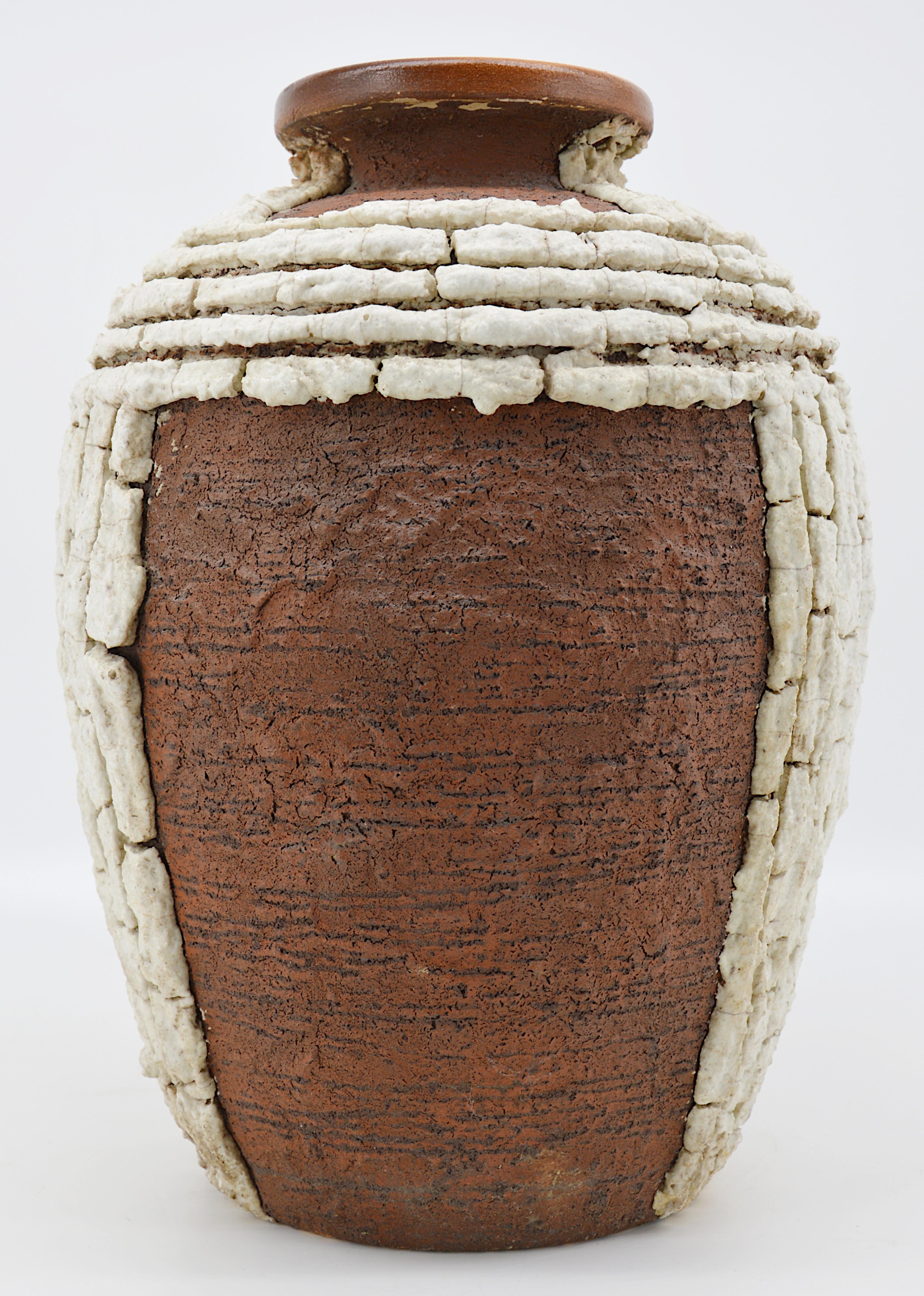 Enameled Louis Dage Art Deco Africanist Stoneware Vase, 1920 For Sale