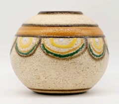 Louis Dage Art Deco Stoneware Vase, Enameled Ceramic, France, 1920