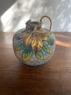 Louis Dage, vaso Art Déco in ceramica e bronzo, 1920/1930 circa
