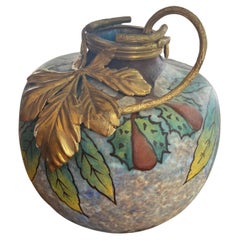 Antique Louis Dage, Art Deco Vase in Céramique and Bronze, circa 1920/1930