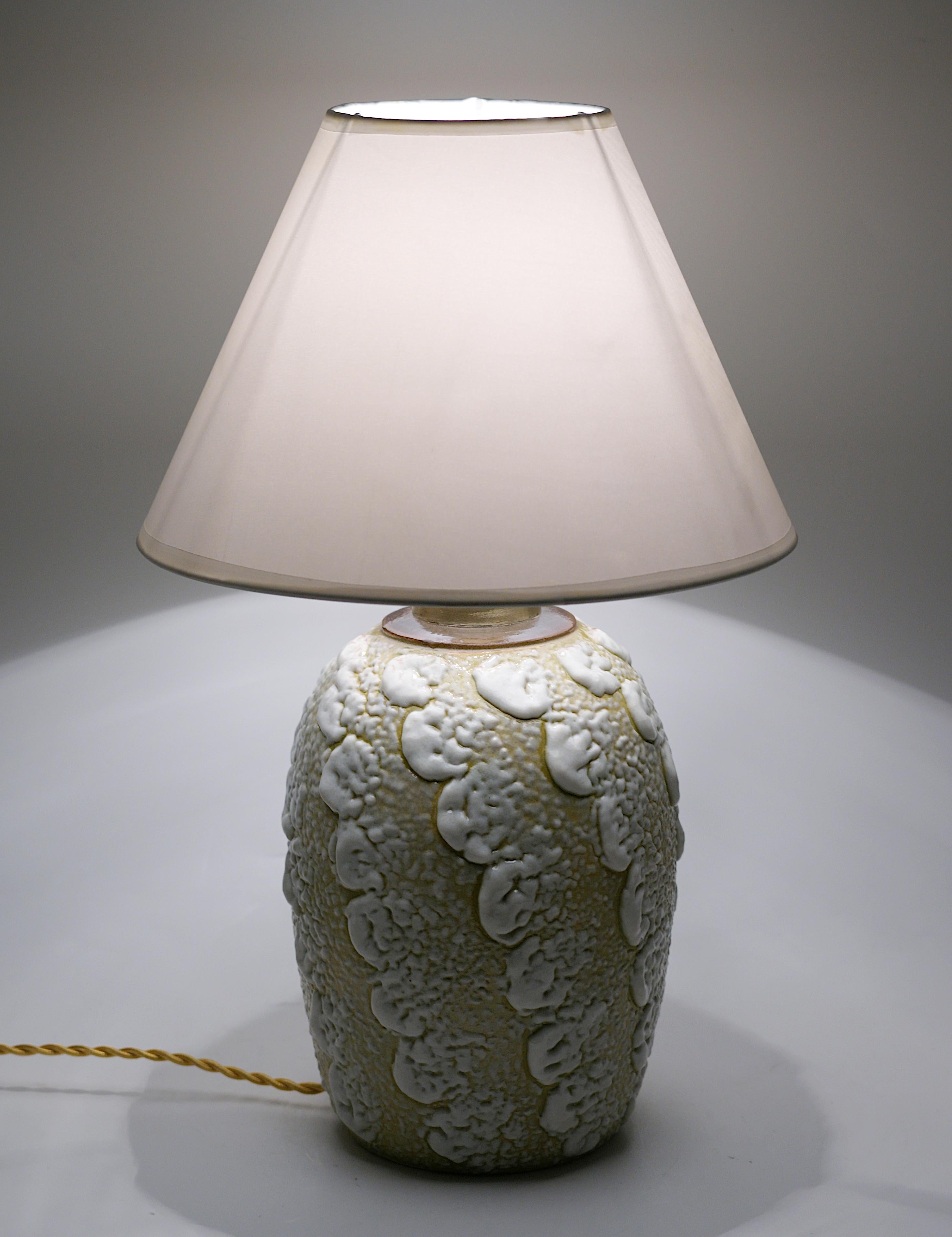 Early 20th Century Louis Dage French Art Deco Stoneware Table Lamp, 1920 For Sale