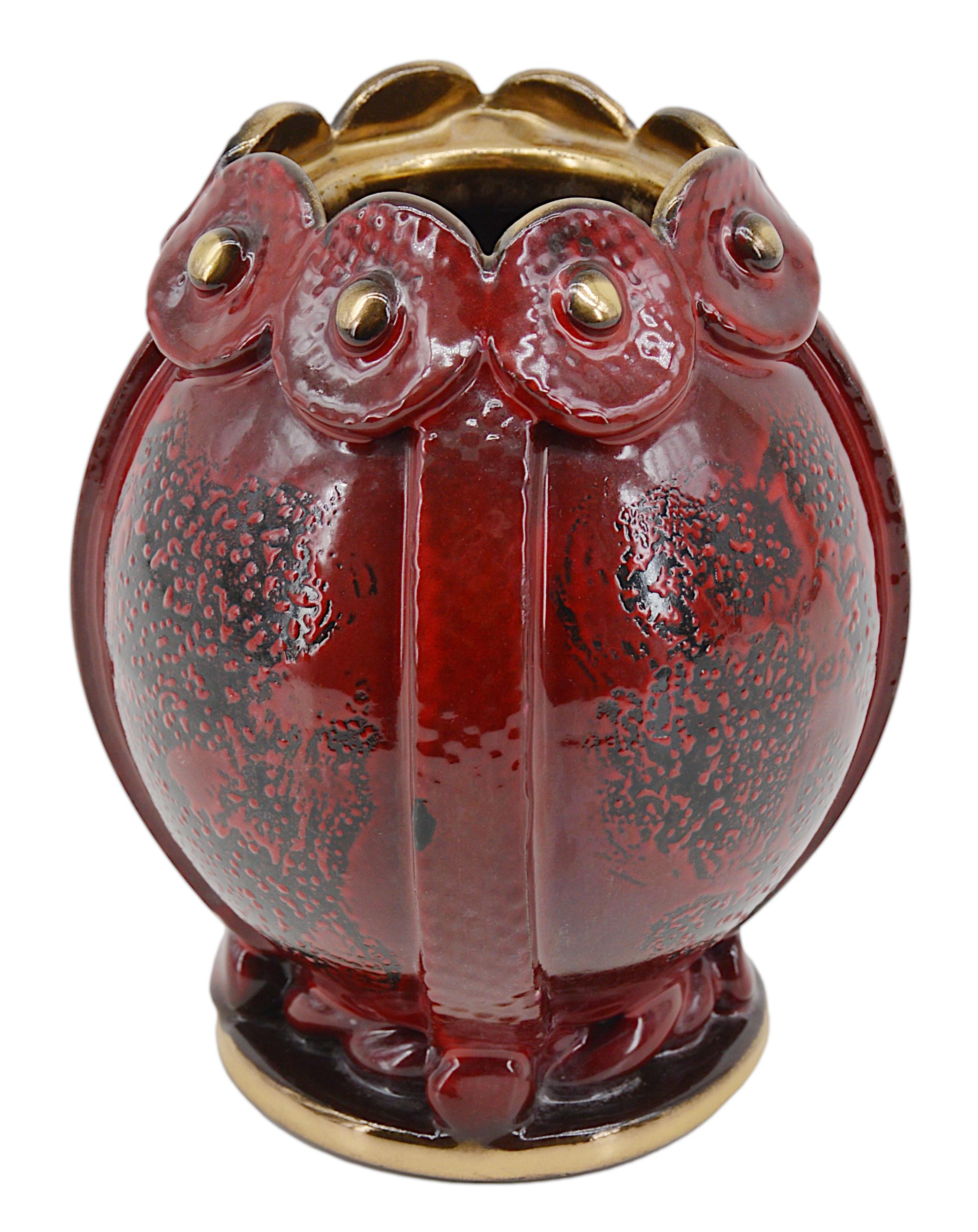 Französische Louis Dage-Vase aus Steingut im Art déco-Stil, 1930 im Zustand „Hervorragend“ im Angebot in Saint-Amans-des-Cots, FR