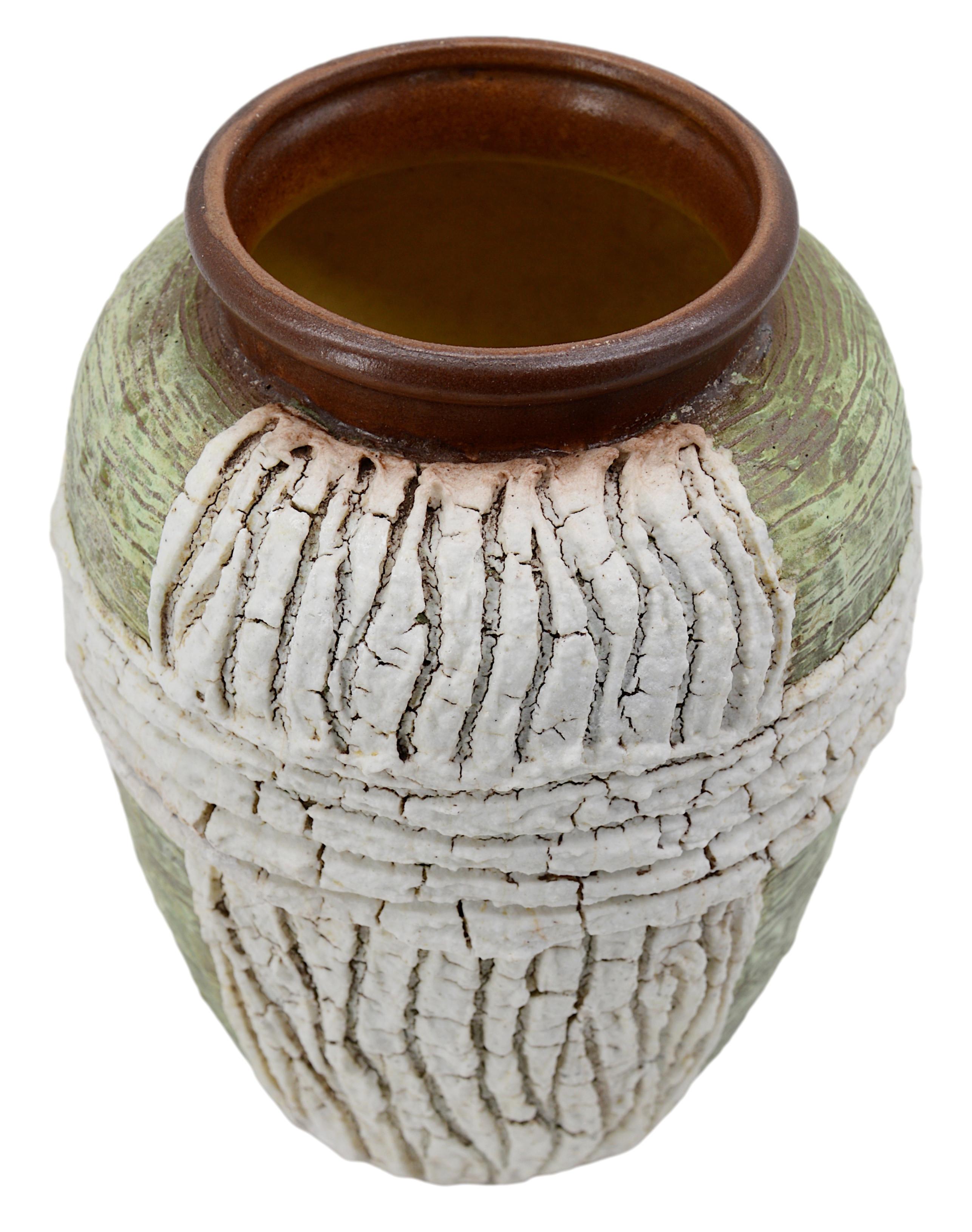 Französische Louis Dage-Vase aus Steingut im Art déco-Stil, 1930 im Angebot 1