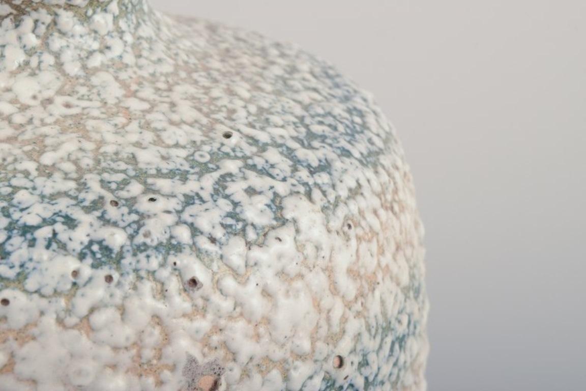 Ceramic Louis Dage, French ceramist. Unique ceramic vase. Glaze in blue and sandy tones. For Sale