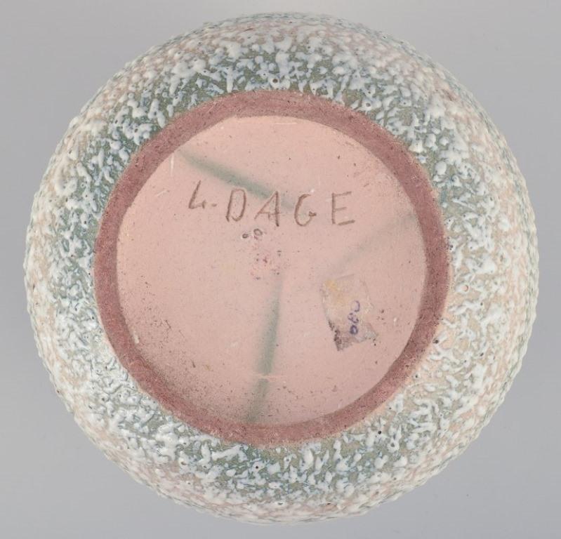 Louis Dage, French ceramist. Unique ceramic vase. Glaze in blue and sandy tones. For Sale 1