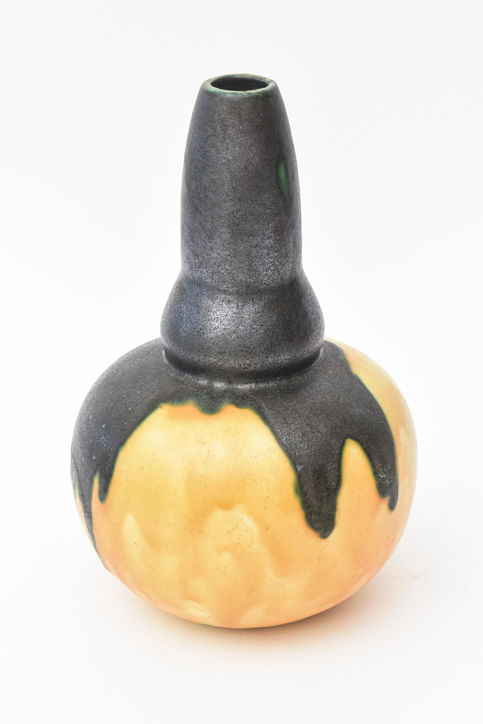 Mid-Century Modern Louis Dage Glazed Ceramic Gourd Vessel French Vintage