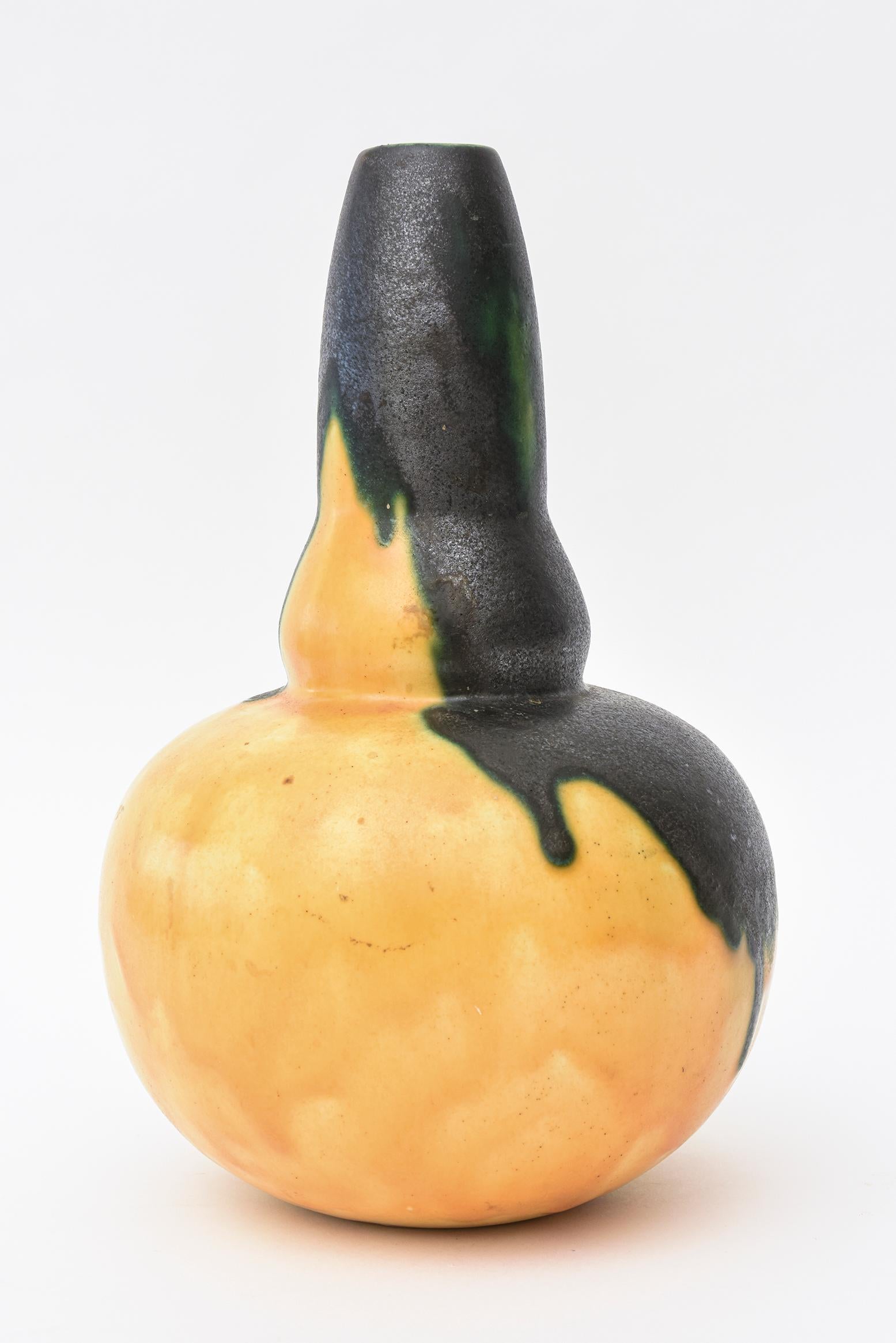 Late 20th Century Louis Dage Glazed Ceramic Gourd Vessel French Vintage