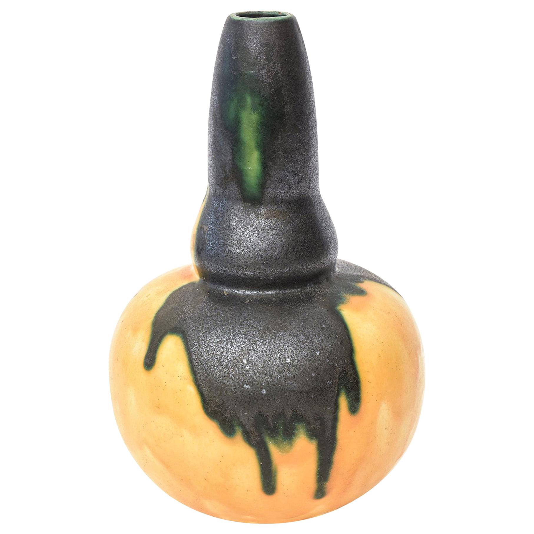 Louis Dage Glazed Ceramic Gourd Vessel French Vintage