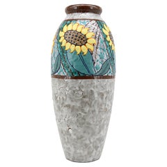 Louis DAGE rare vase Art Déco Sunflower Stoneware, 1920