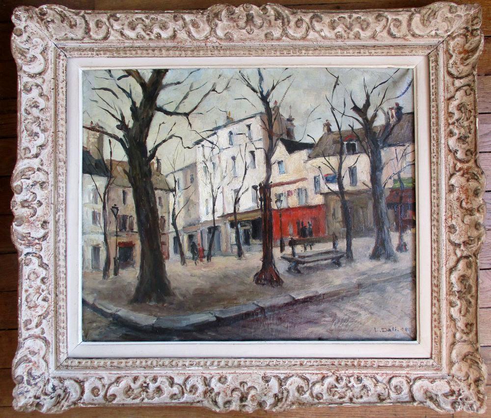 Paris, Place du Tertre, Montmartre: Utrillo student - Painting by Unknown