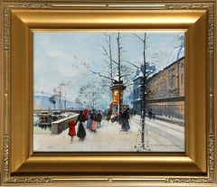 Along the Siene, Landscape Painting by Louis Dancourt