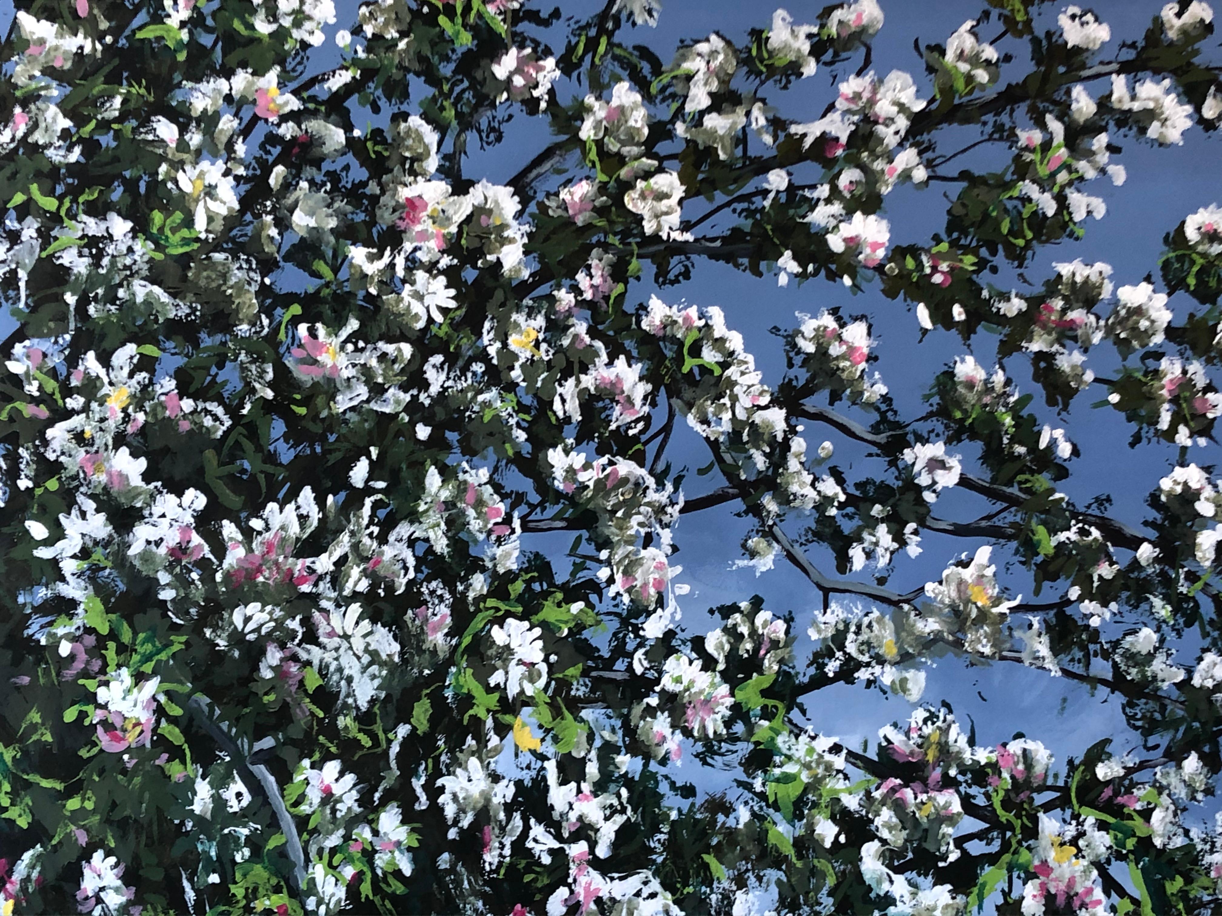 Landscape Painting de Louis Danicher - Pommier fleuri dans un ciel bleu