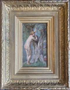 The bather and the artist: der schüchterne Akt des NATURALISTEN Französische Ölmalerei