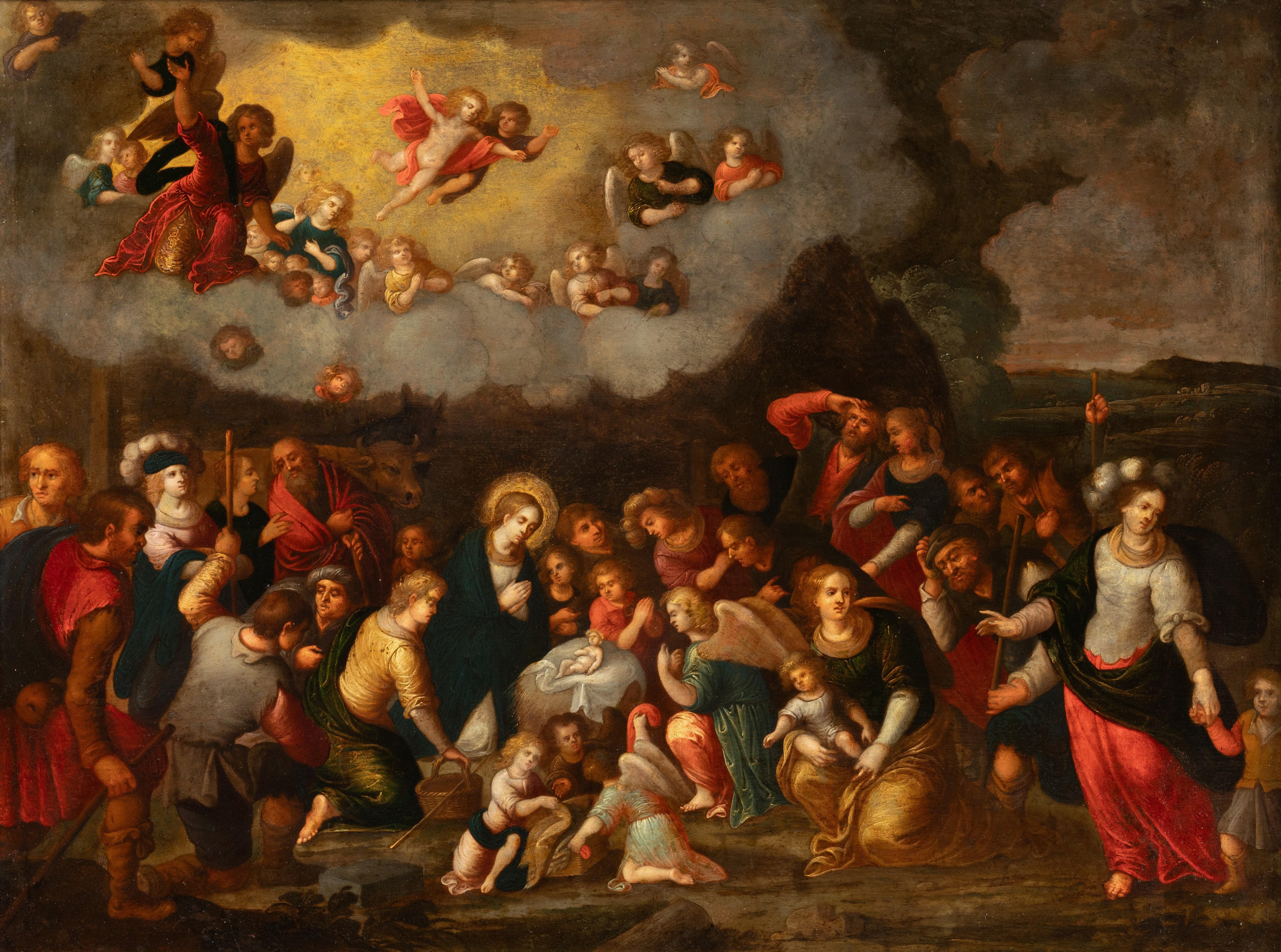 Adoration of the Shepherds, attributed to Louis de Caullery, early 17th century For Sale 1