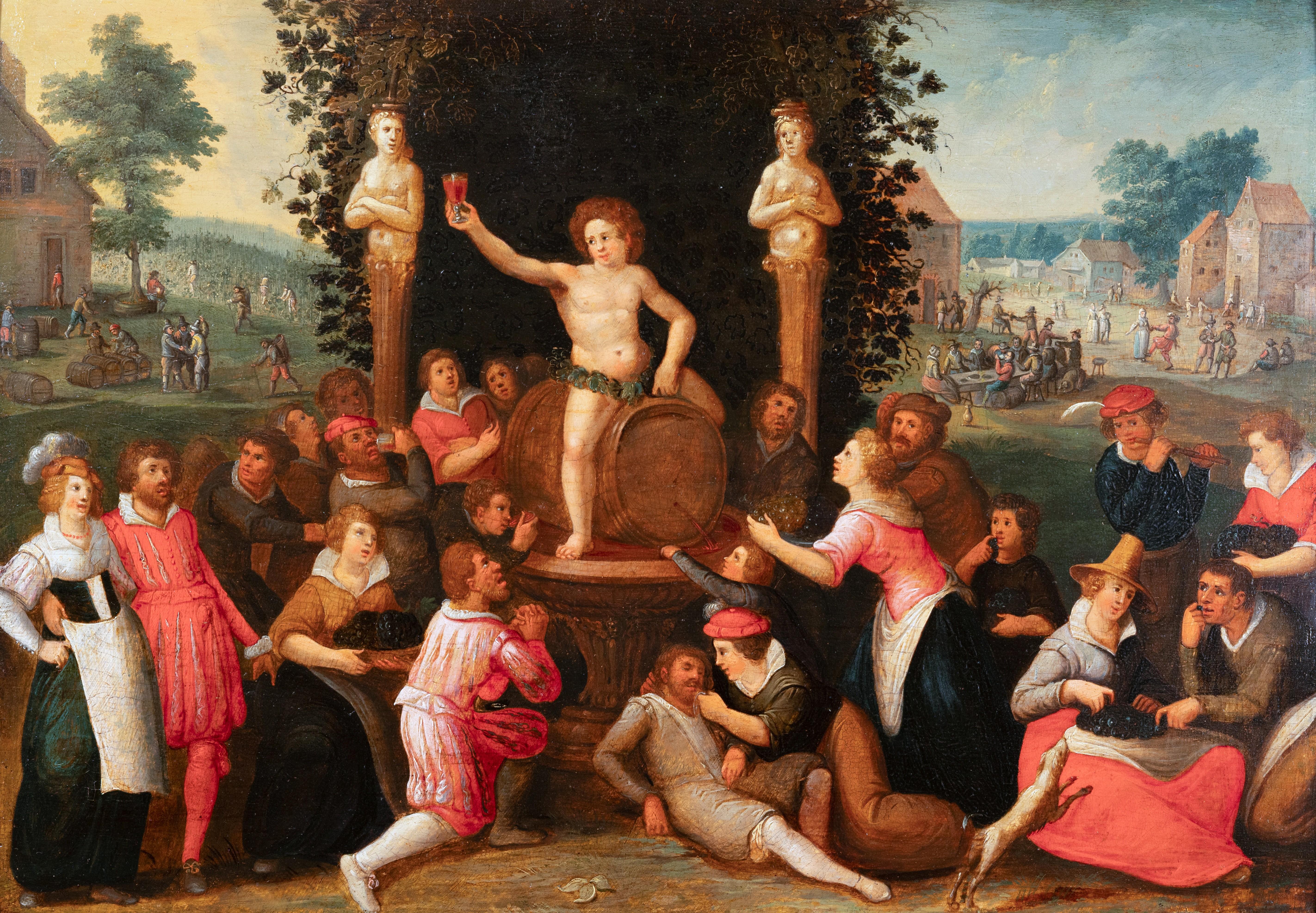 Allégorie de l'automne avec Bacchus, Studio de Louis De C.C., 17e s. Anvers - Painting de Louis de Caullery