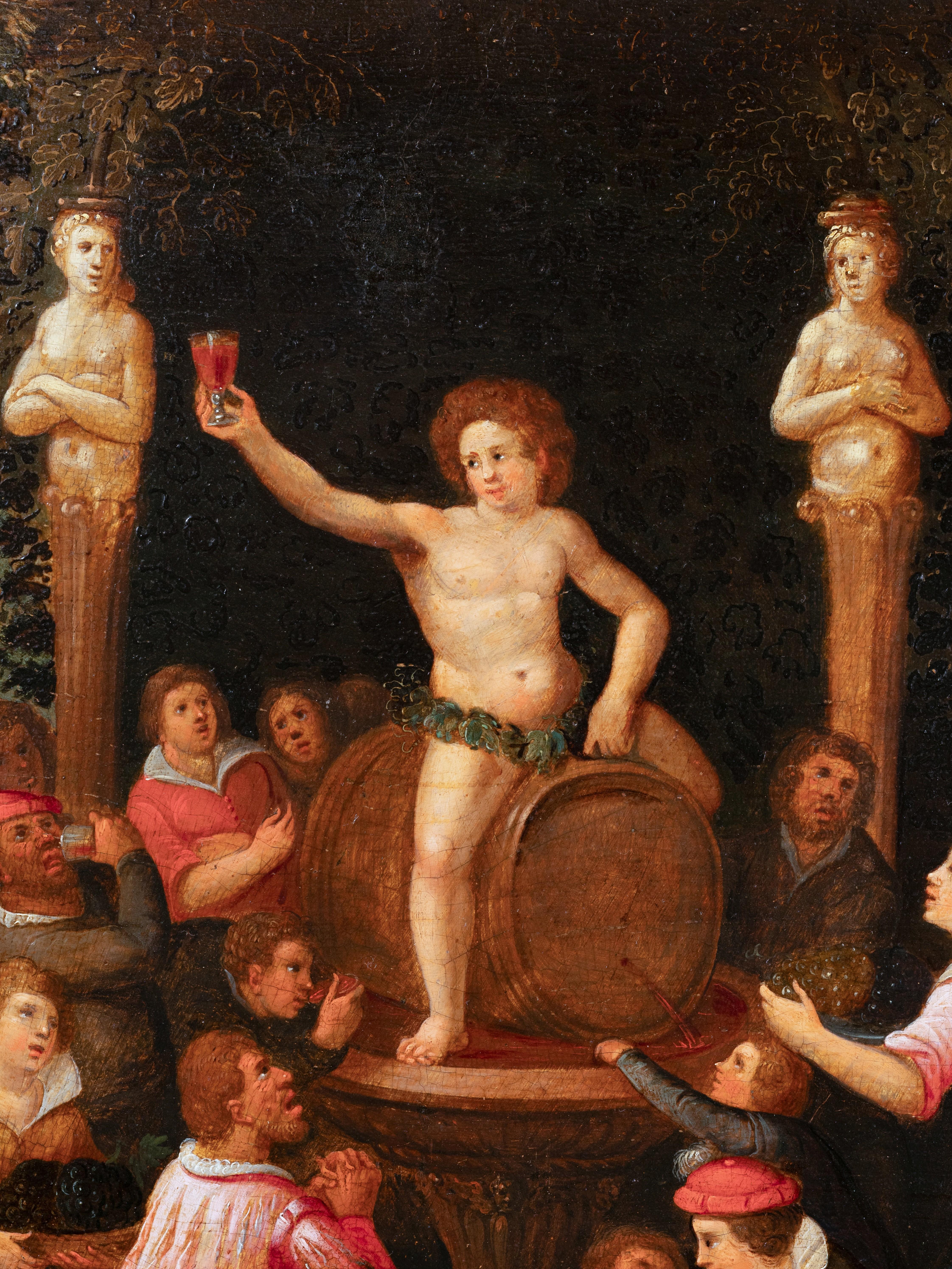 Allégorie de l'automne avec Bacchus, Studio de Louis De C.C., 17e s. Anvers - Noir Figurative Painting par Louis de Caullery