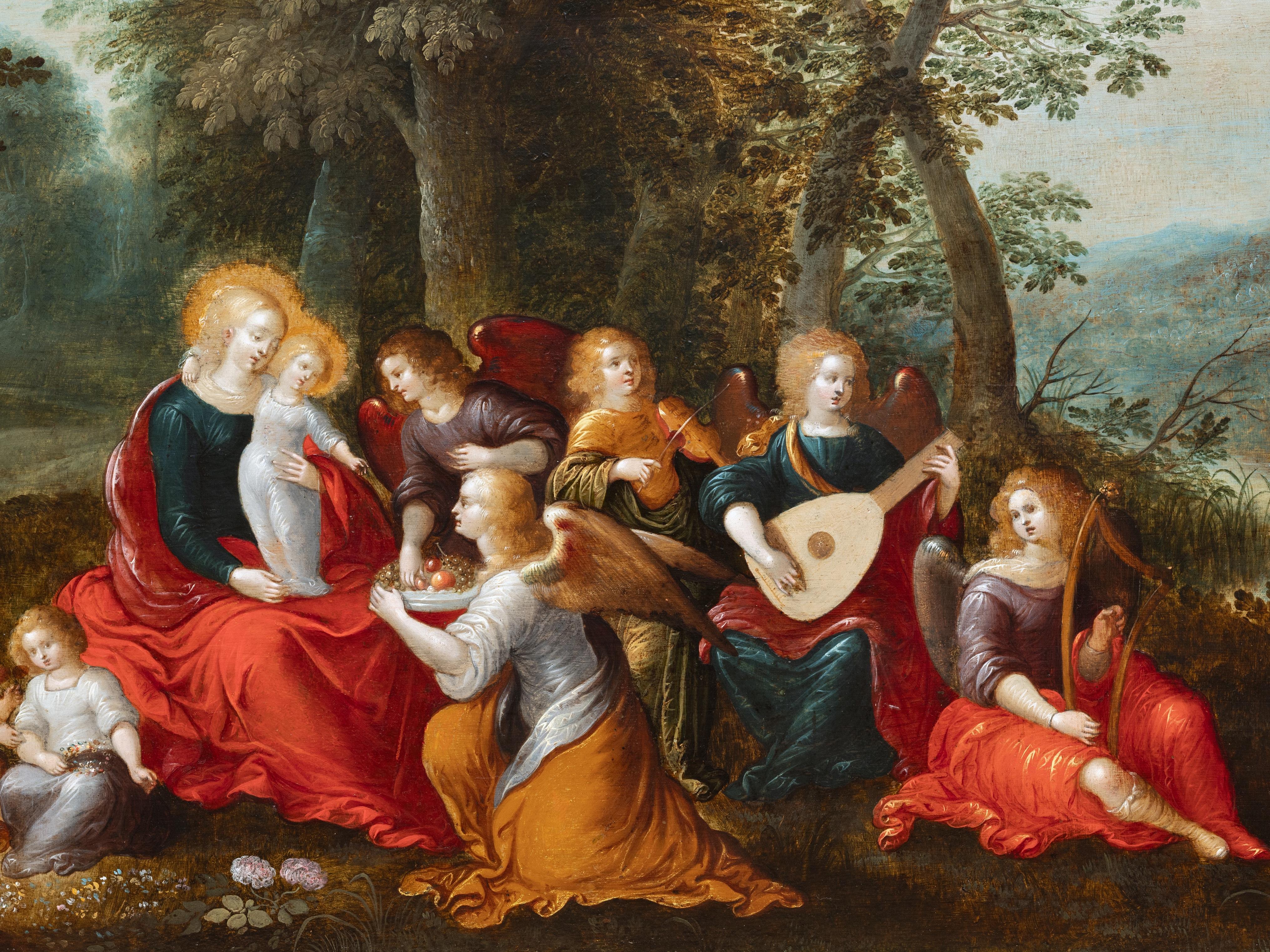 Madonna and Child with Angels, attributed to Louis de Caullery, Flemish, 17th c. For Sale 2