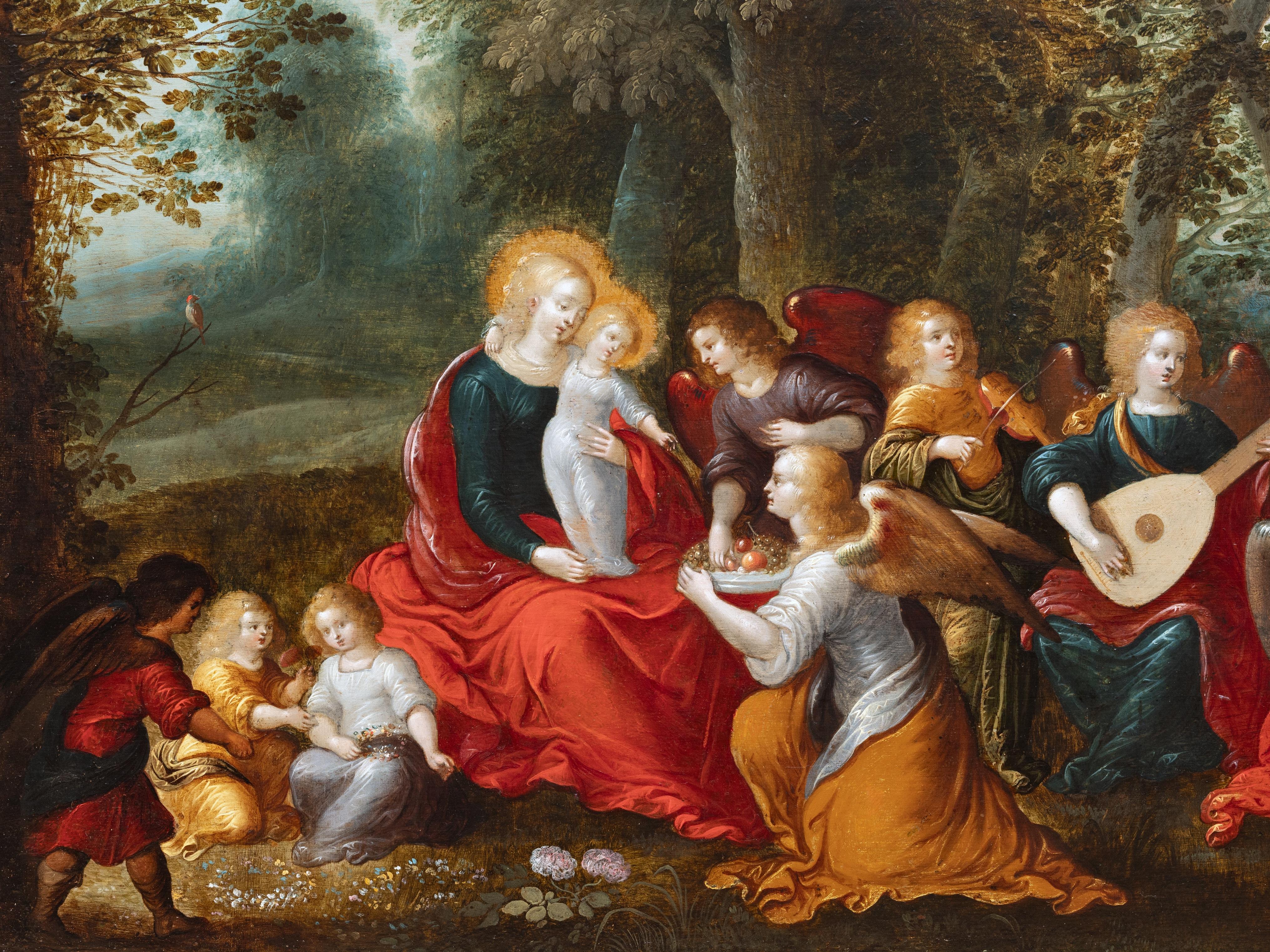 Madonna and Child with Angels, attributed to Louis de Caullery, Flemish, 17th c. For Sale 3