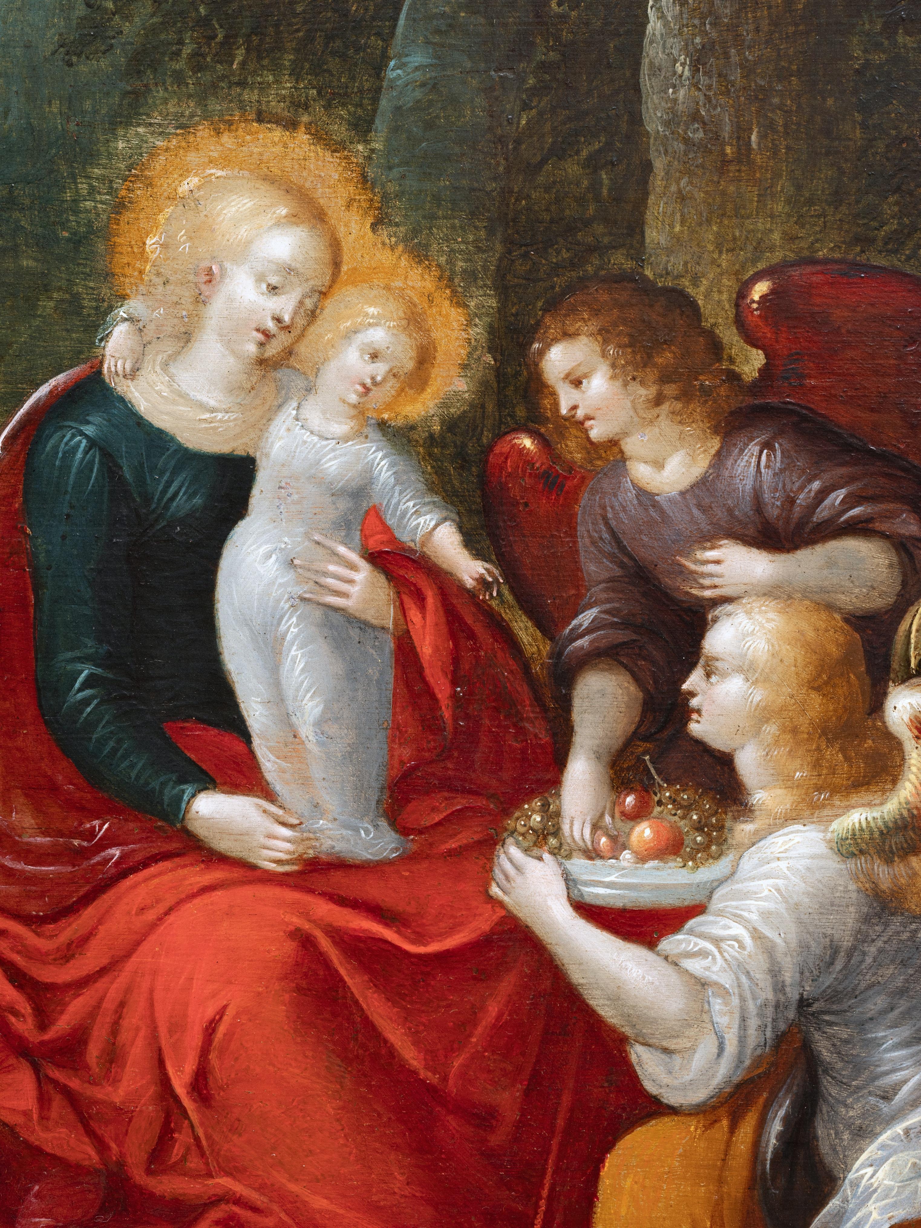 Madonna and Child with Angels, attributed to Louis de Caullery, Flemish, 17th c. For Sale 4