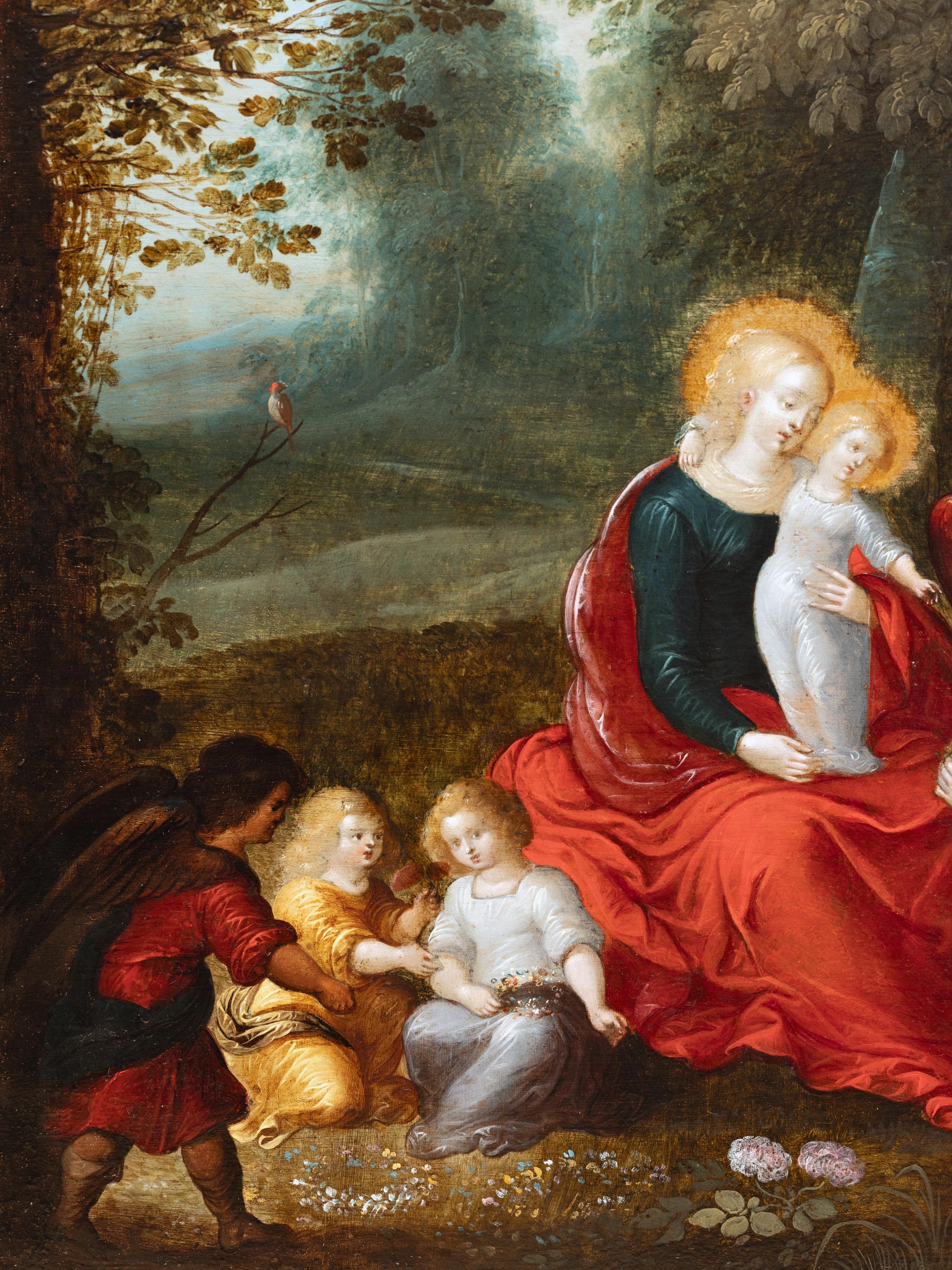 Madonna and Child with Angels, attributed to Louis de Caullery, Flemish, 17th c. For Sale 7