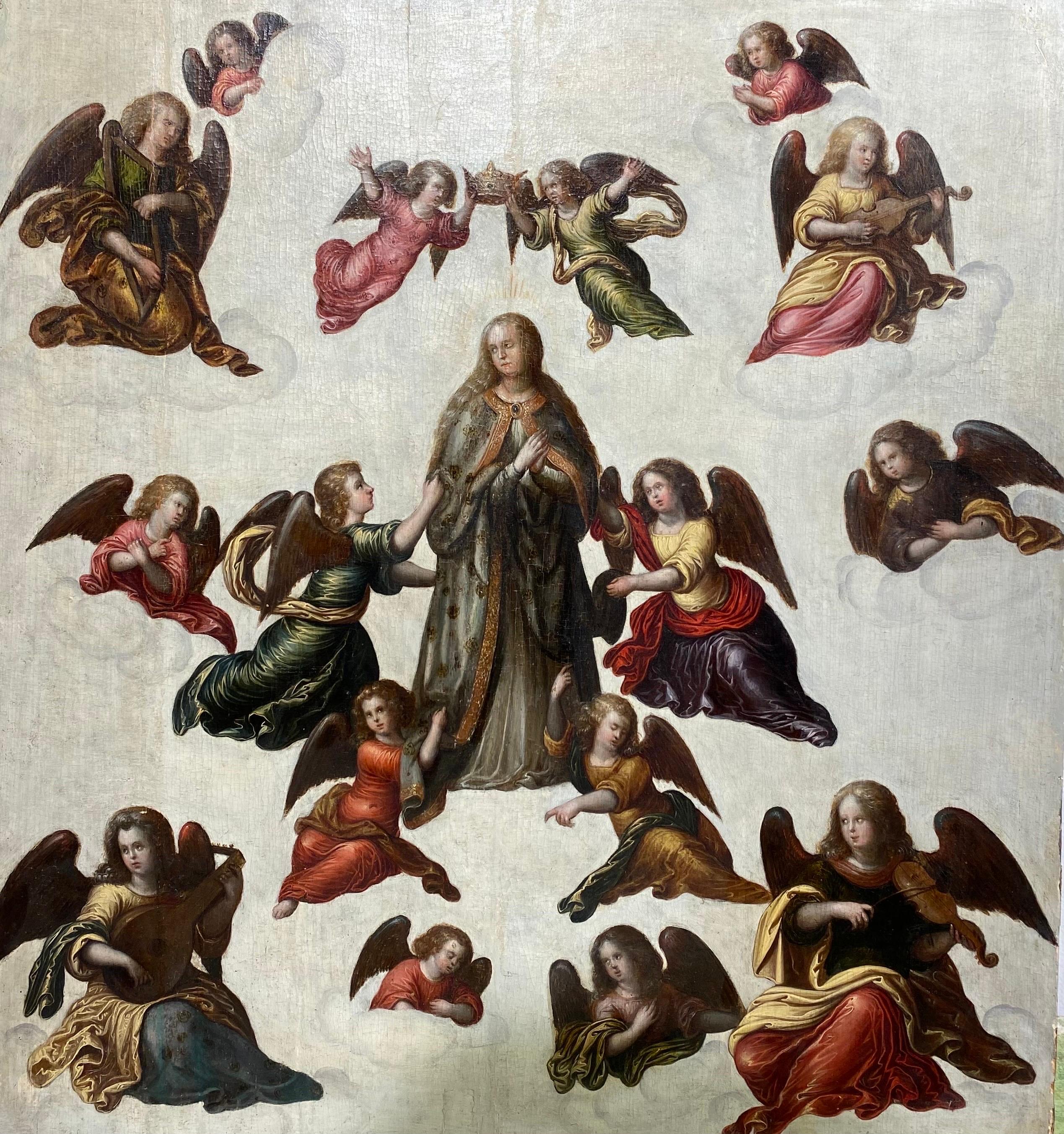 Vierge et anges  - Painting de Louis de Caullery