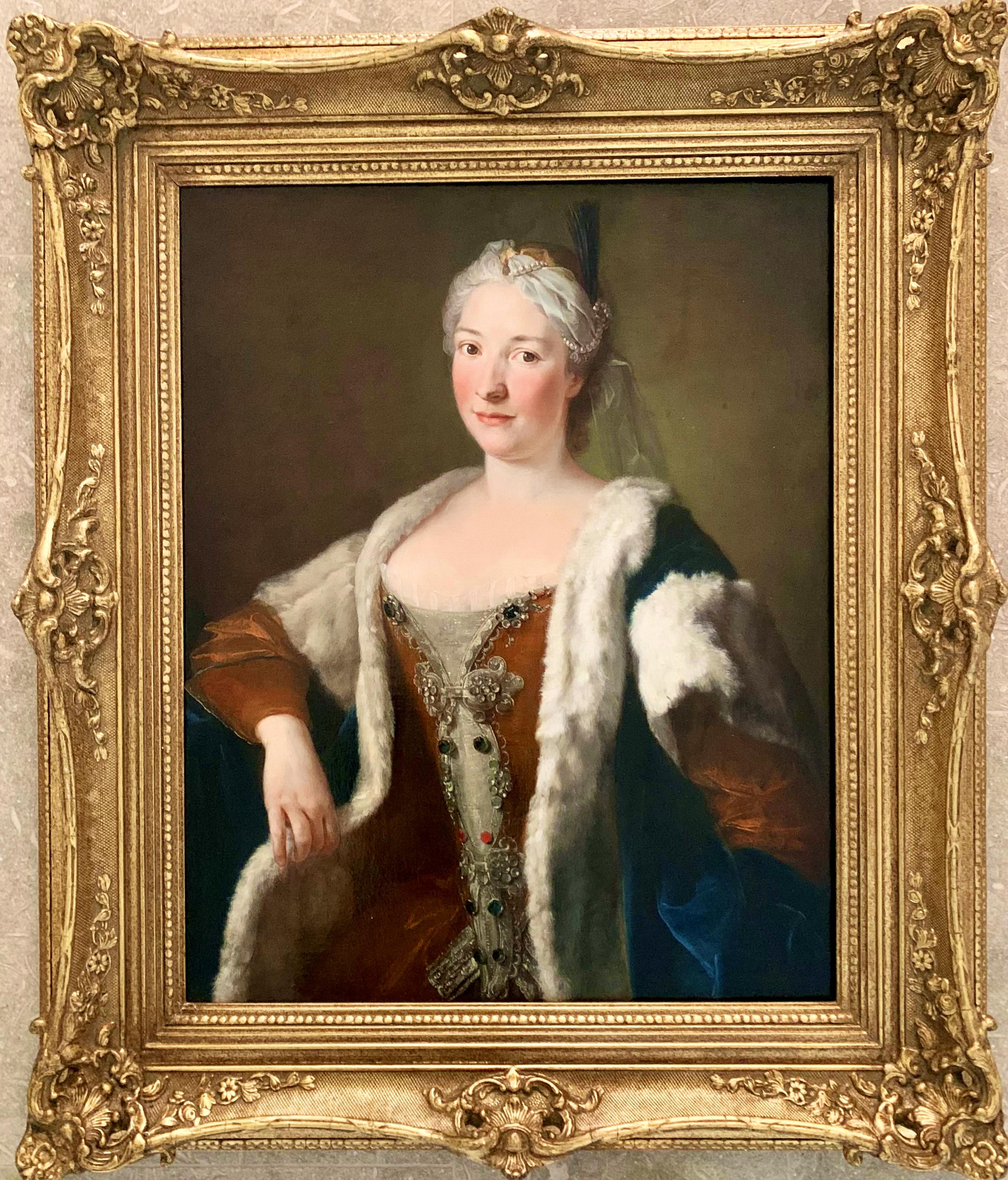 18th century French Old Master Portrait of a woman in oriental costume For Sale 9