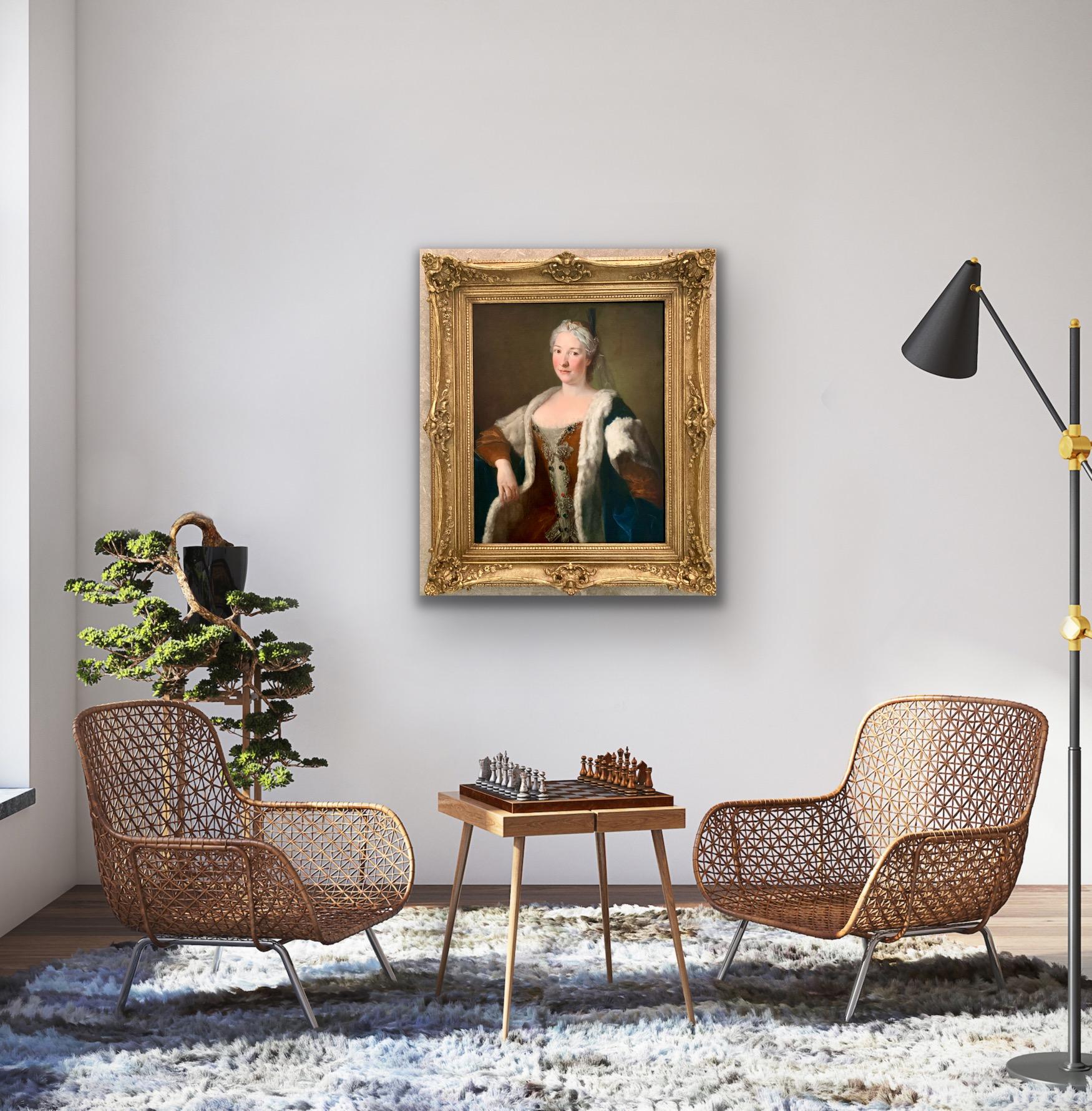 18th century French Old Master Portrait of a woman in oriental costume For Sale 11