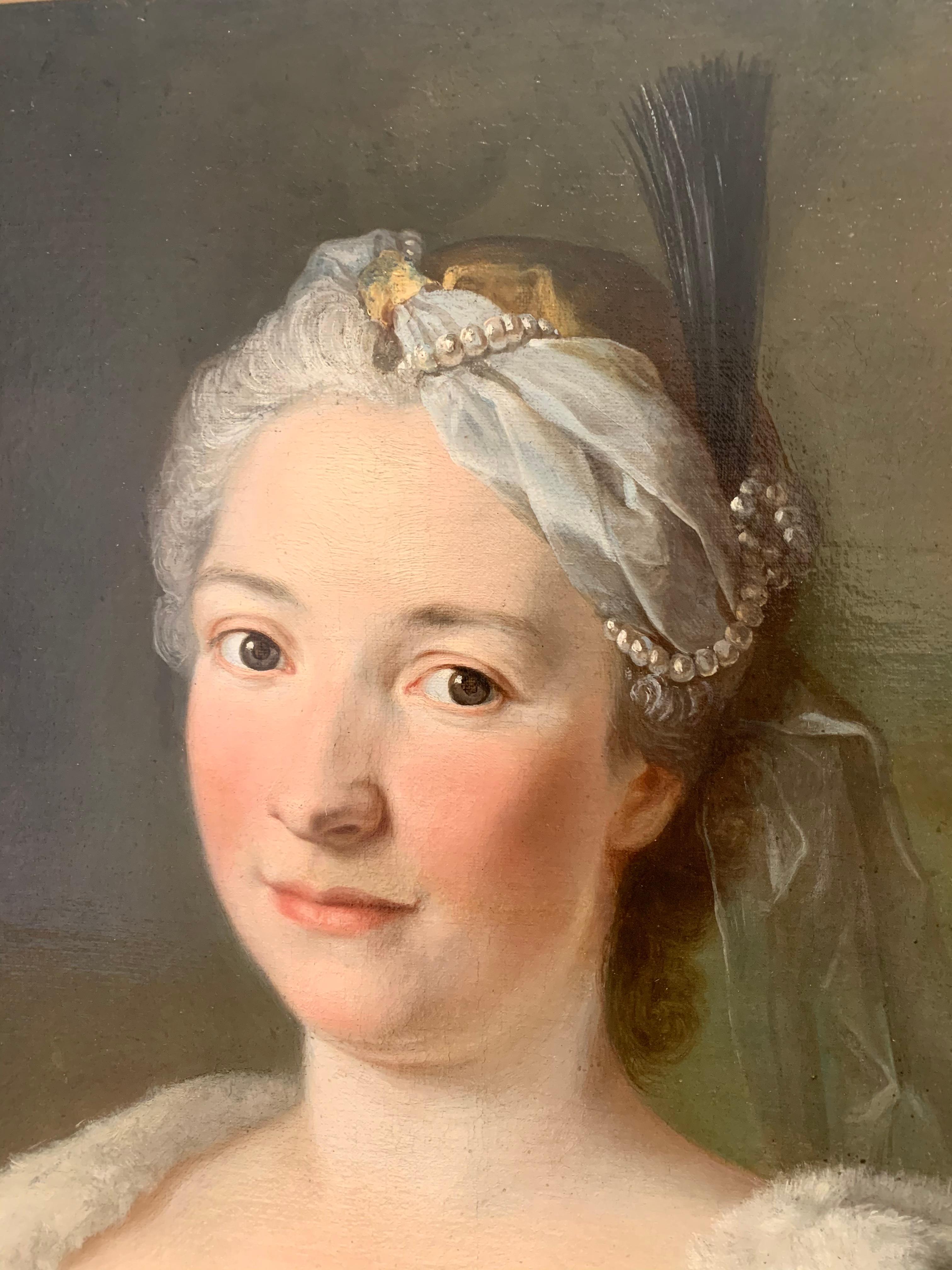 18th century French Old Master Portrait of a woman in oriental costume - Old Masters Painting by Louis de Silvestre
