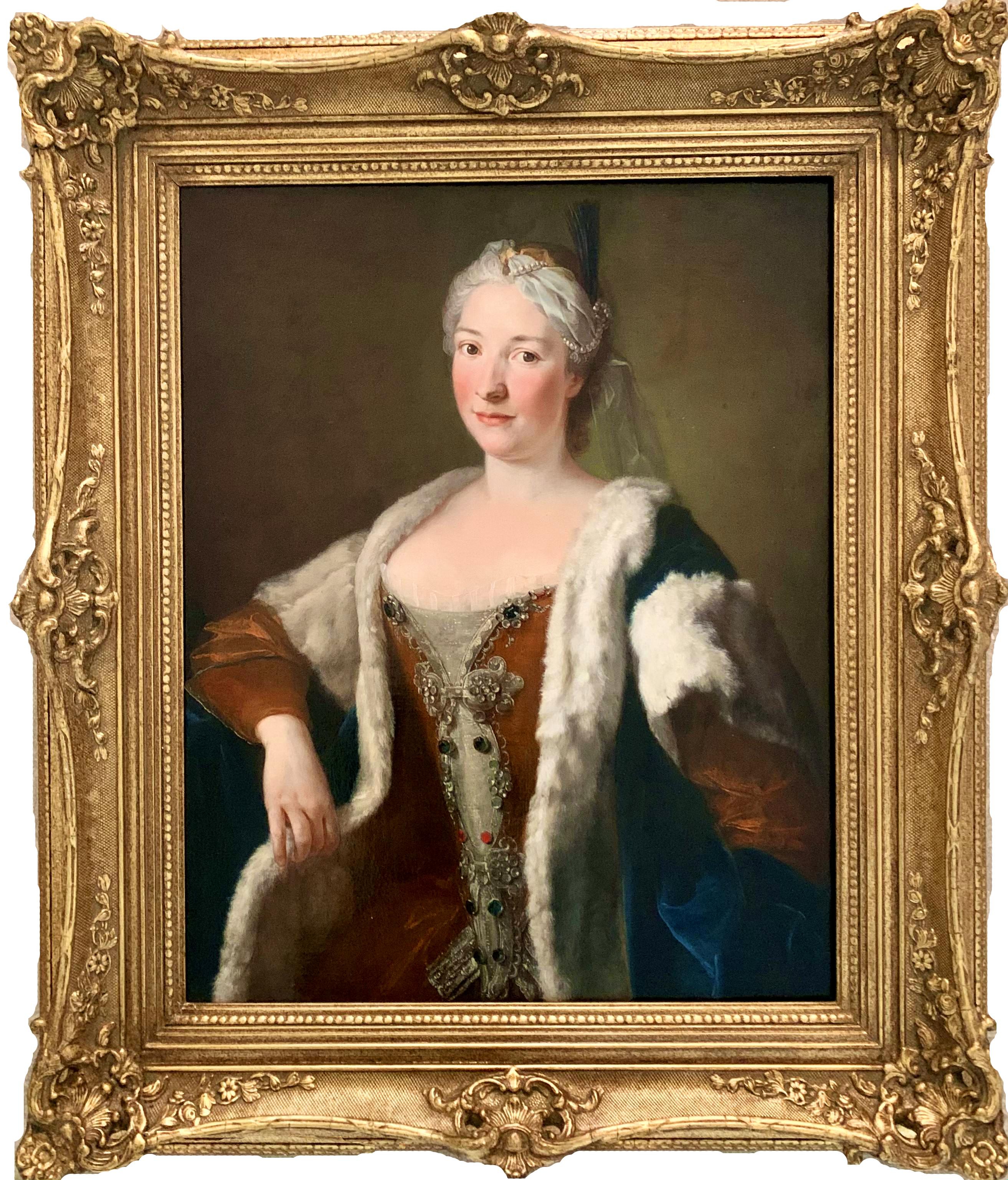 French Old Master del siglo XVIII Retrato de mujer con traje oriental