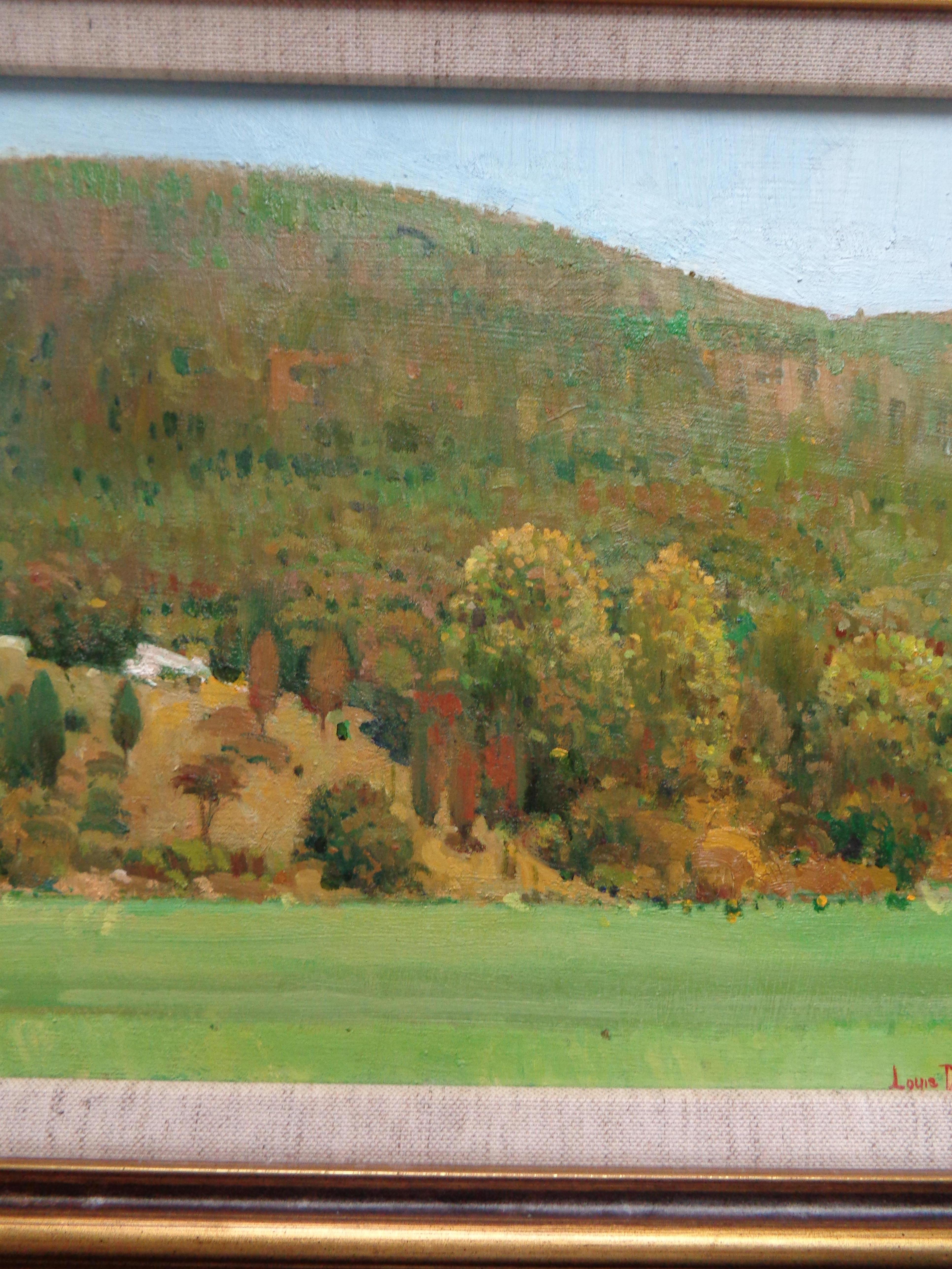 Pittura a olio impressionista del Vermont di Louis DeDonato Etichetta Salmagundi - Landscape Painting Marrone di Louis DeDonata