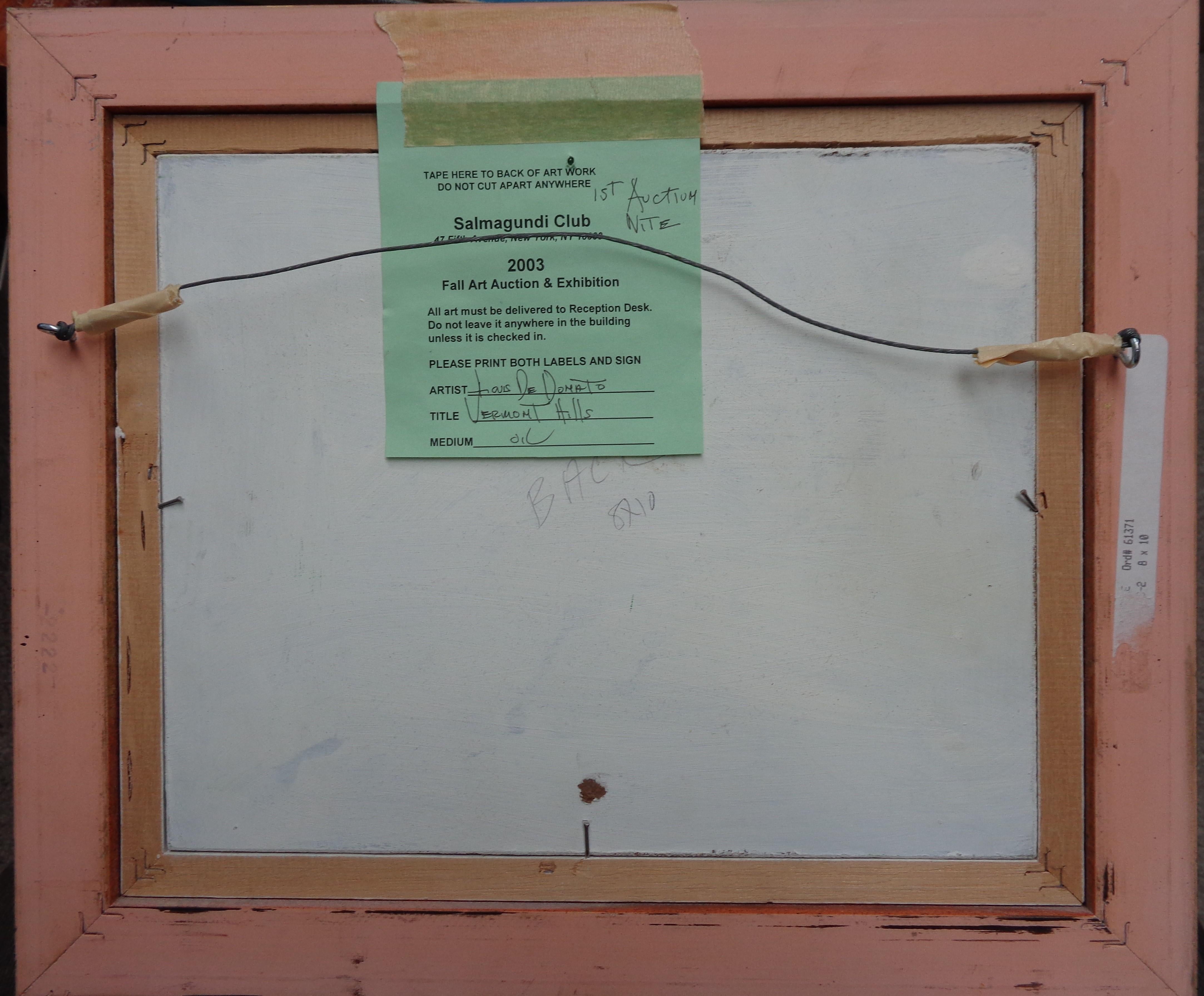 Impressionistic Vermont Oil Painting by Louis DeDonato Salmagundi Label For Sale 2