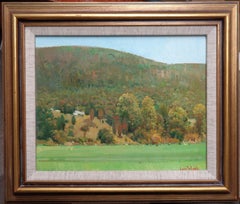 Peinture à l'huile impressionniste du Vermont par Louis DeDonato, étiquette Salmagundi