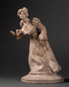 Louis Dejean (1872-1953) : ""Elégante""- Epreuve en Terre Cuite Patinée, um 1900