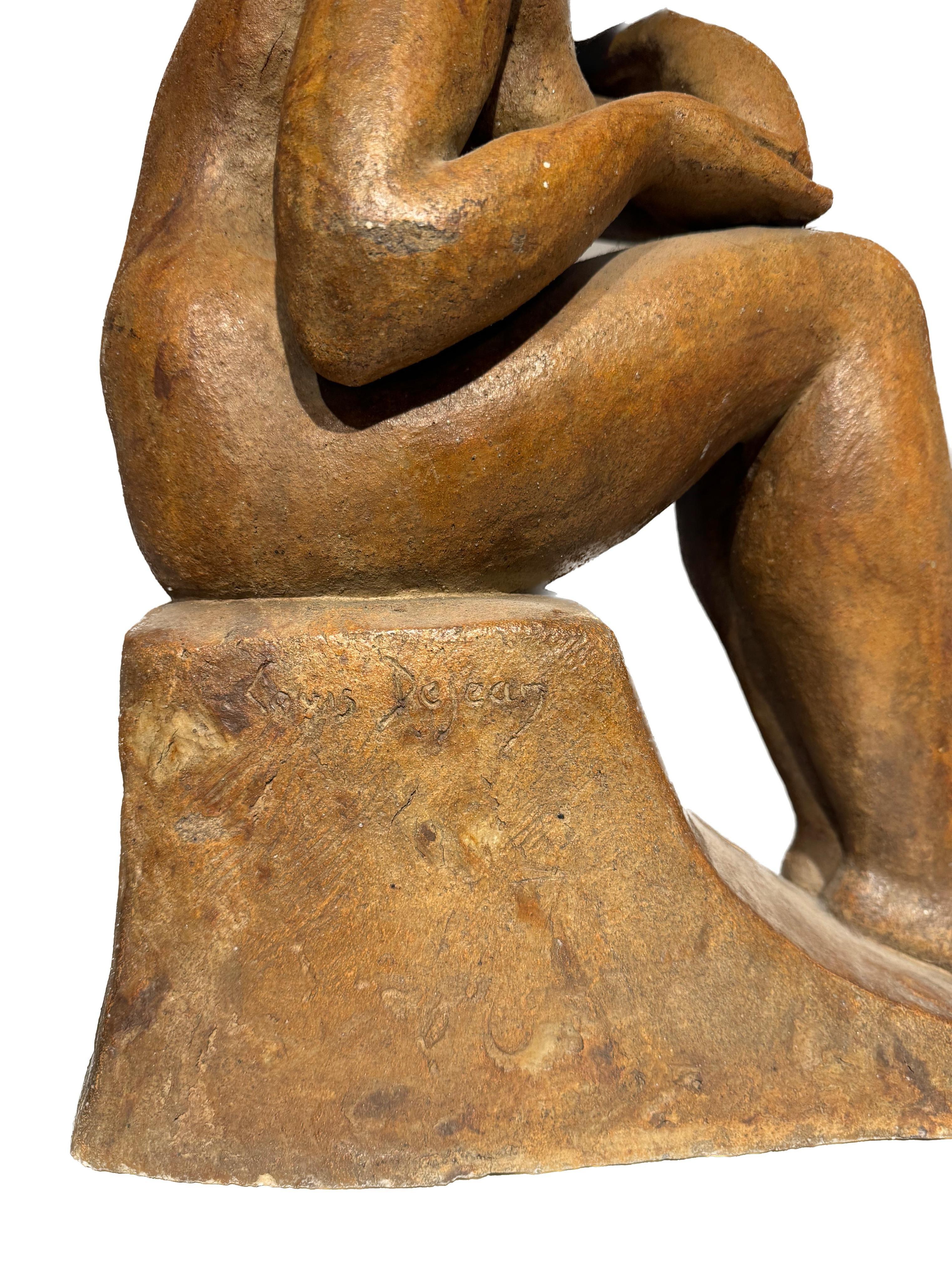 Nudo seduto in terracotta di Louis Dejean e Georges Serre, firmato e timbrato in vendita 4