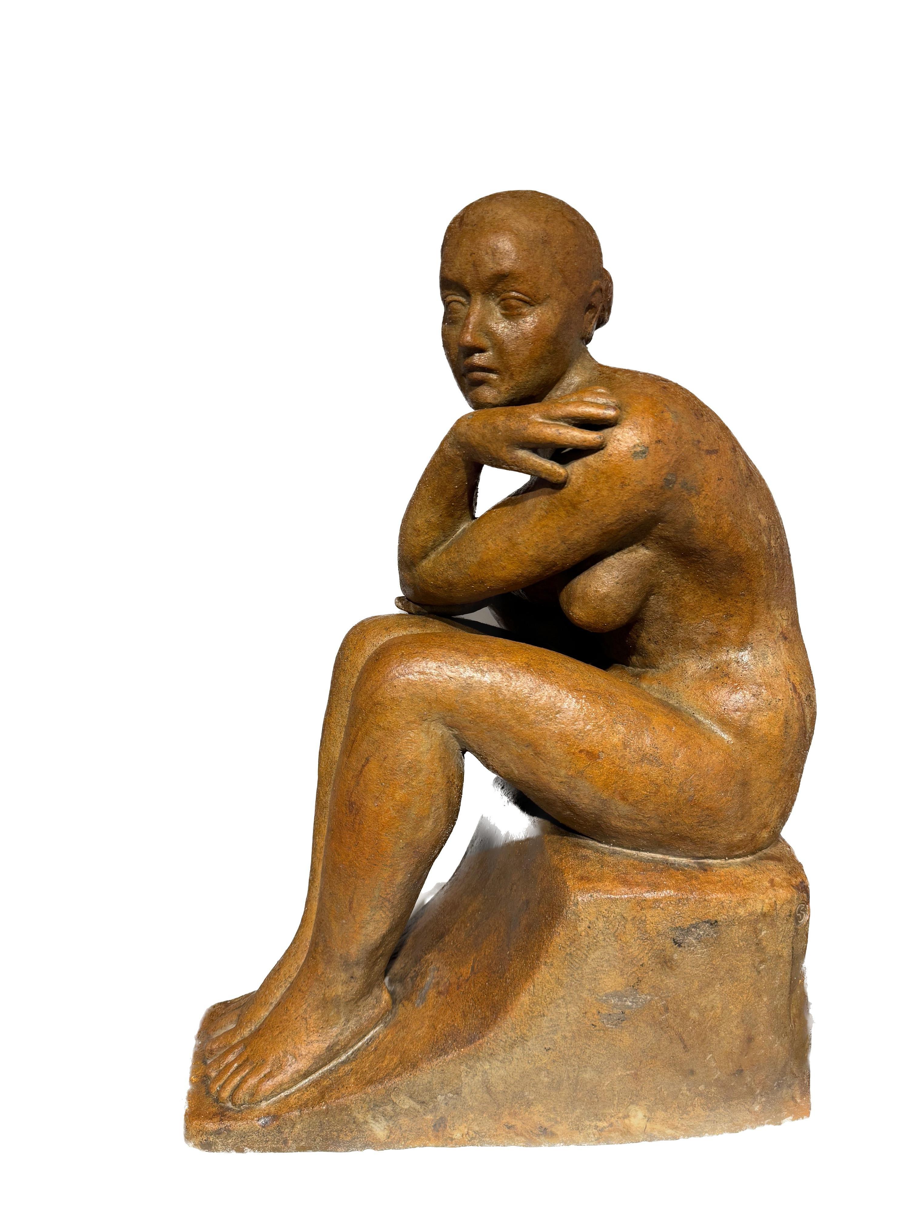Nudo seduto in terracotta di Louis Dejean e Georges Serre, firmato e timbrato in vendita 10